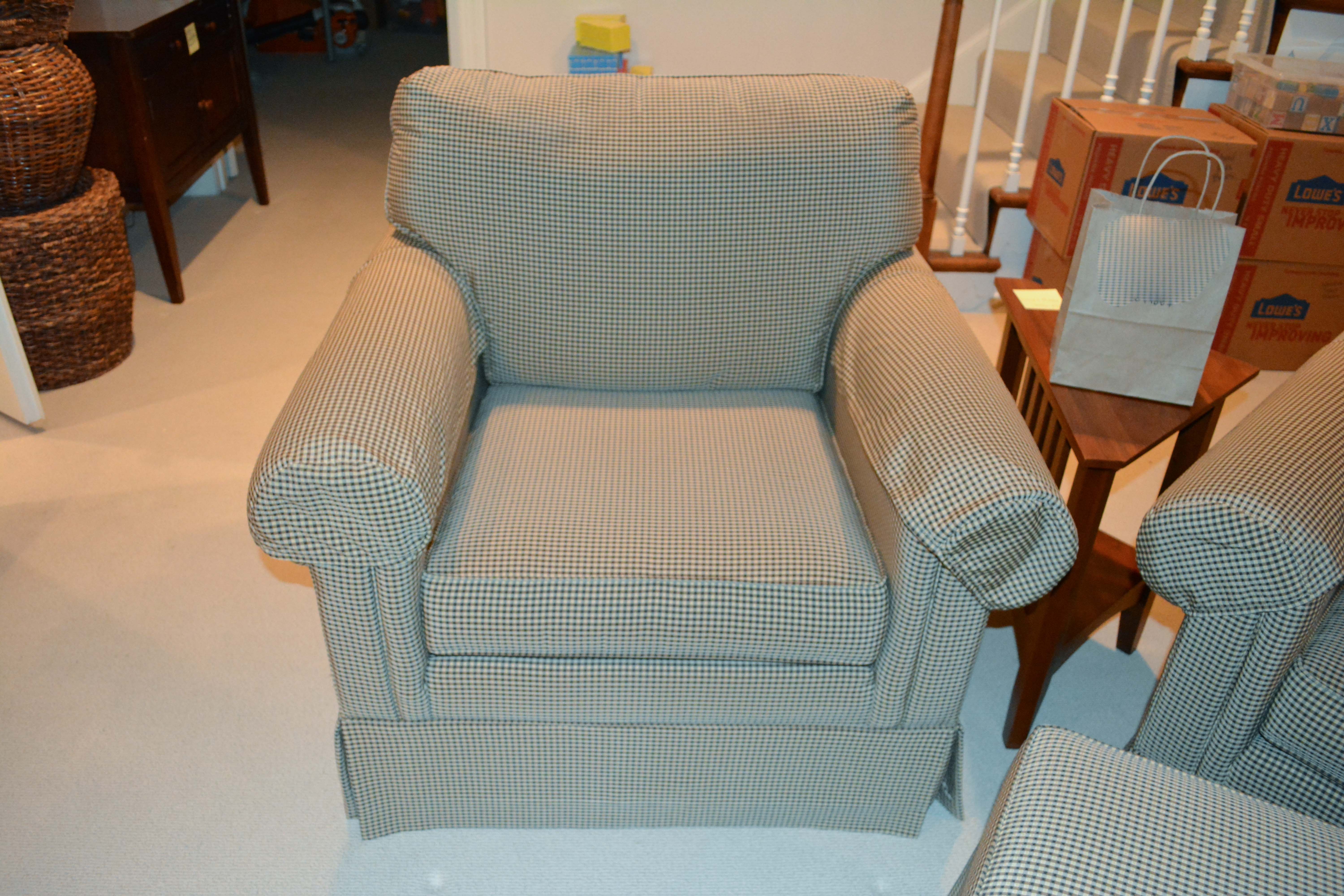 Pair of Ethan Allen Armchairs and Ottoman