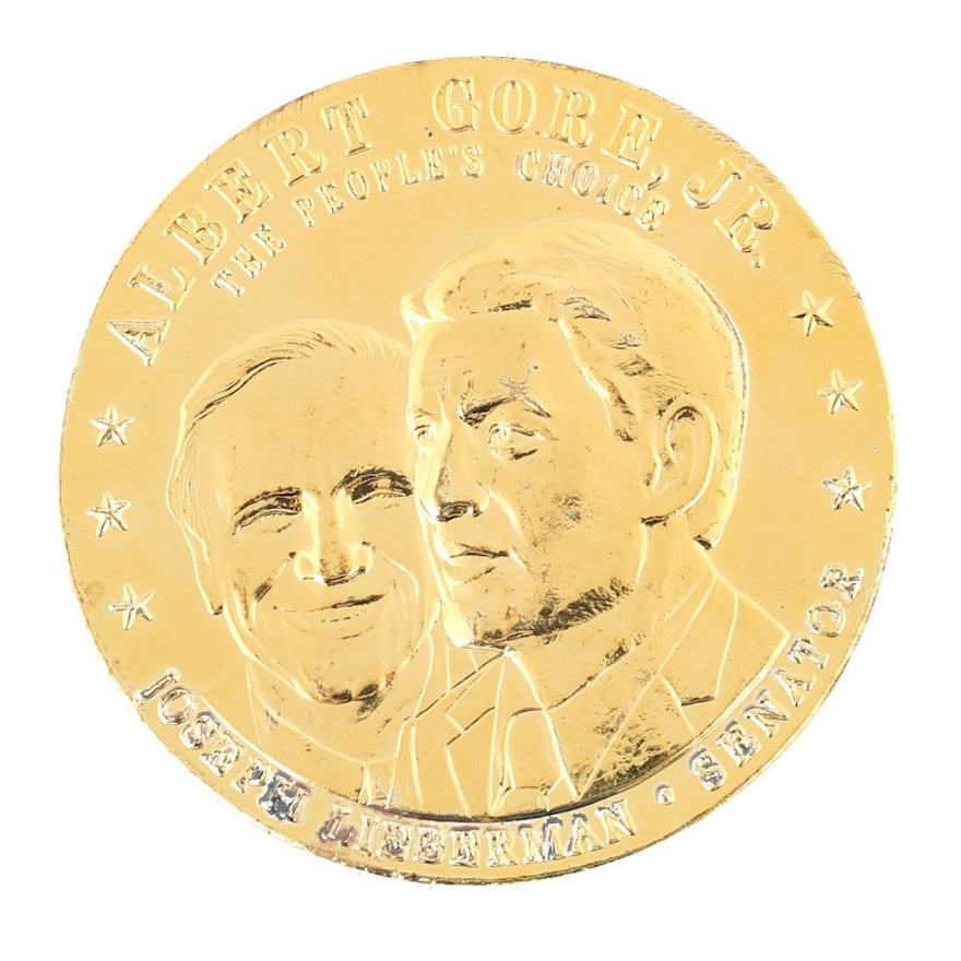 4.12 Ounces .999 Silver With 24K Gold Wash Al Gore Commemorative Medallion