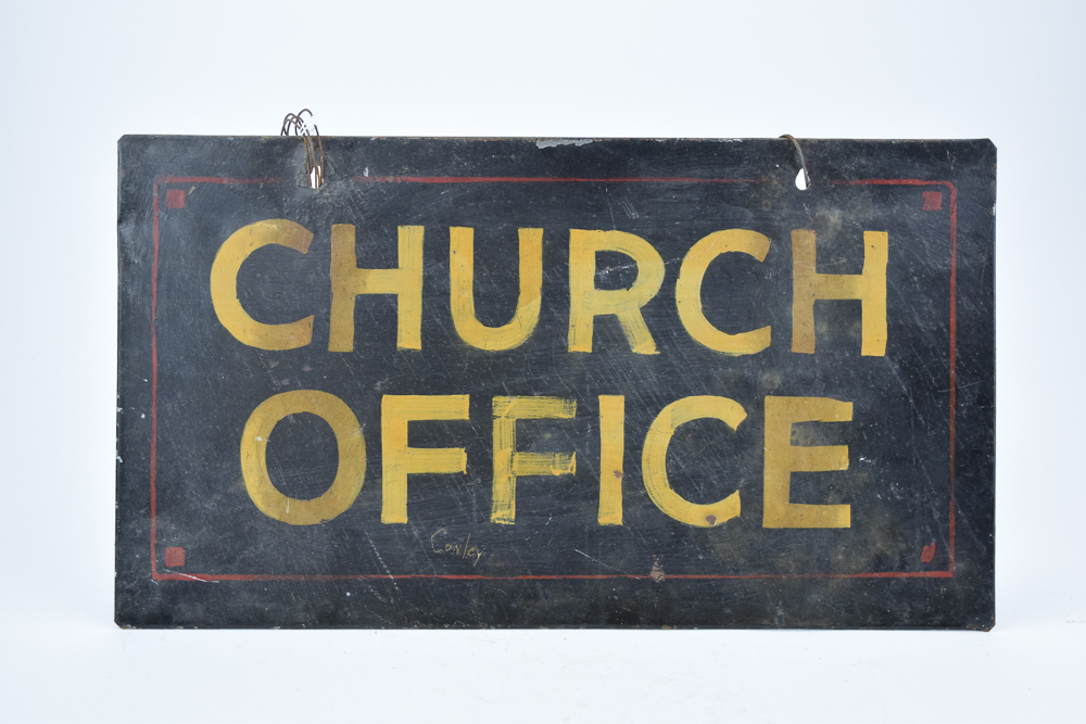 Vintage Church Office Sign