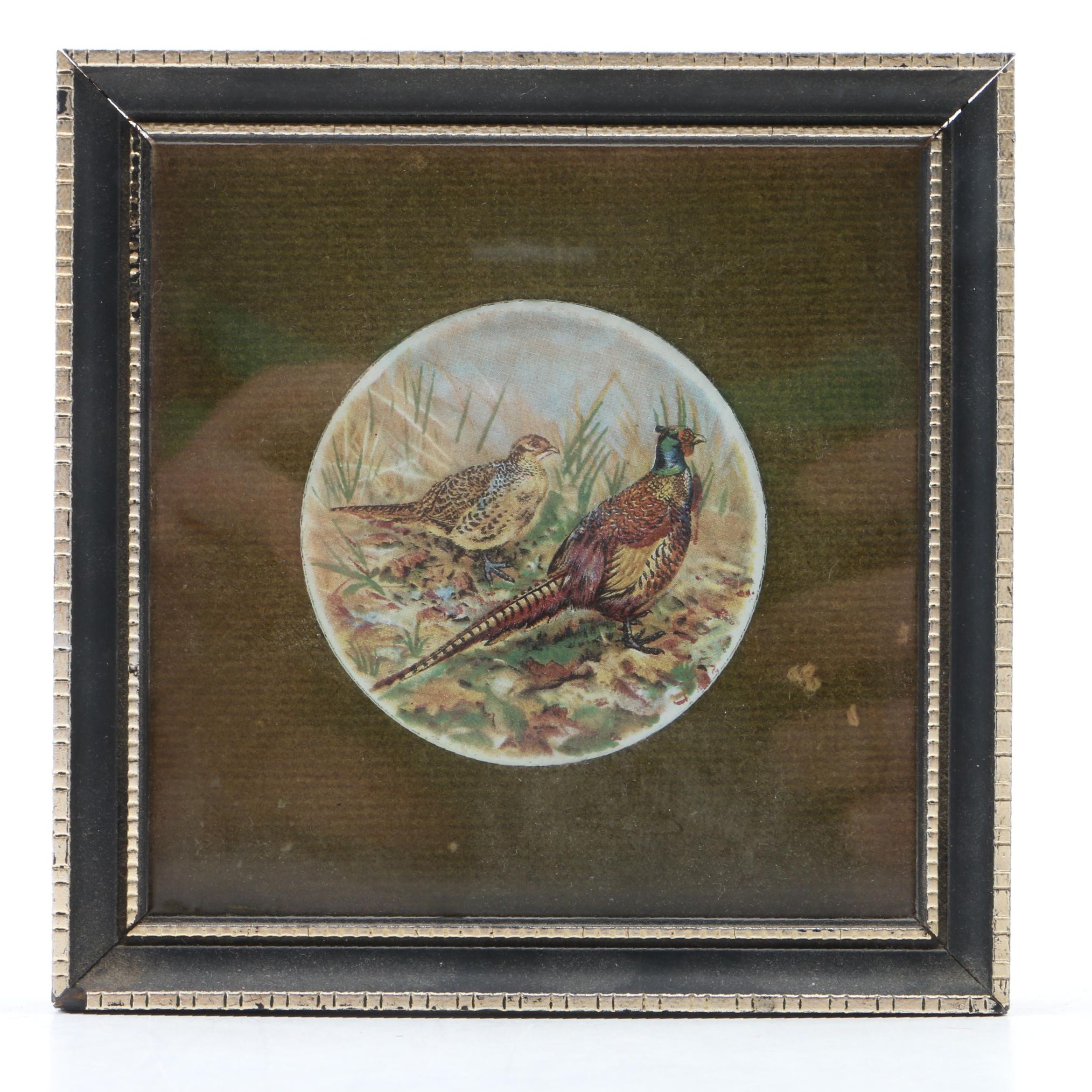 Handmade Enamel Picture of Pheasants