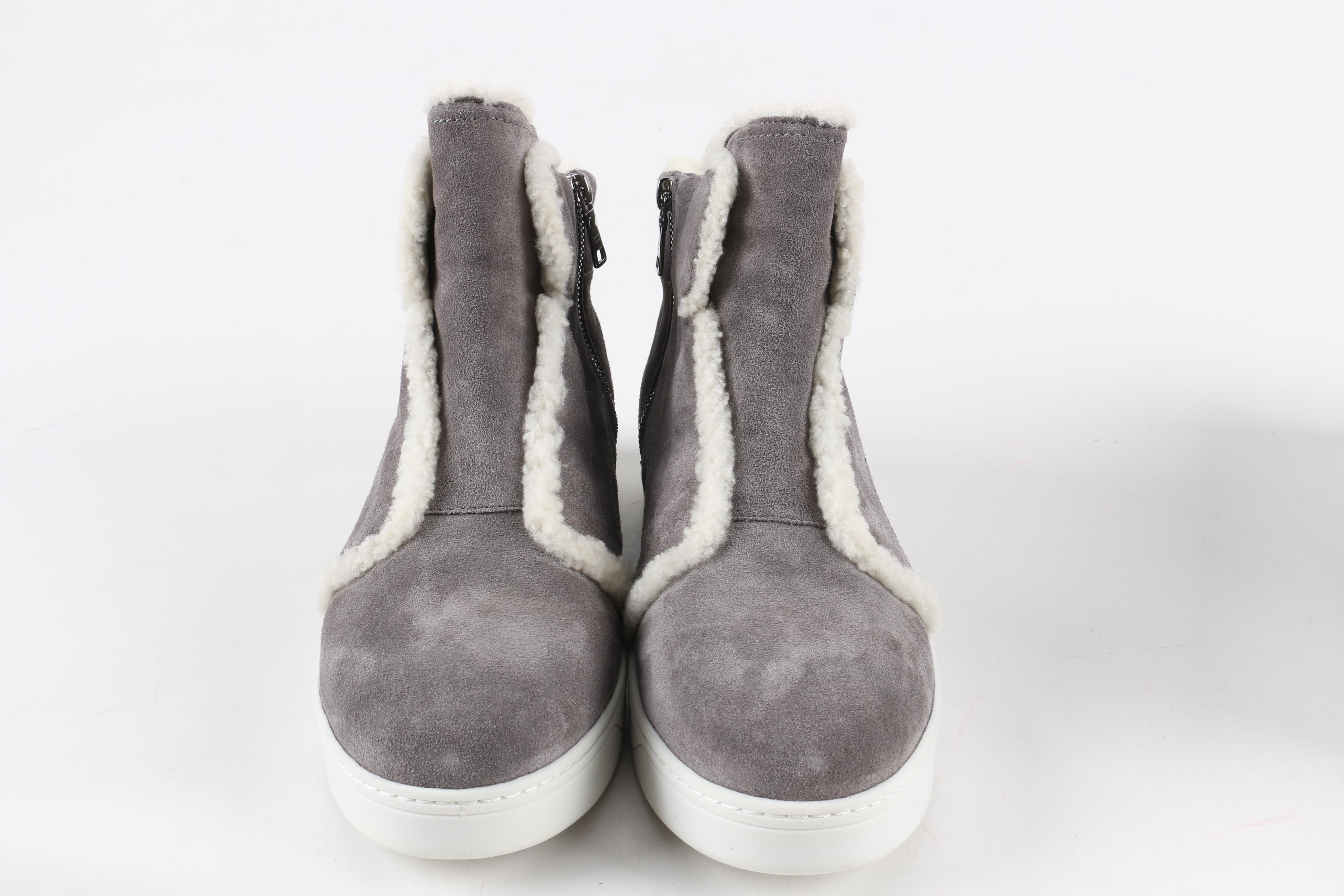 Women's Prada Shearling-Lined Suede Sneakers
