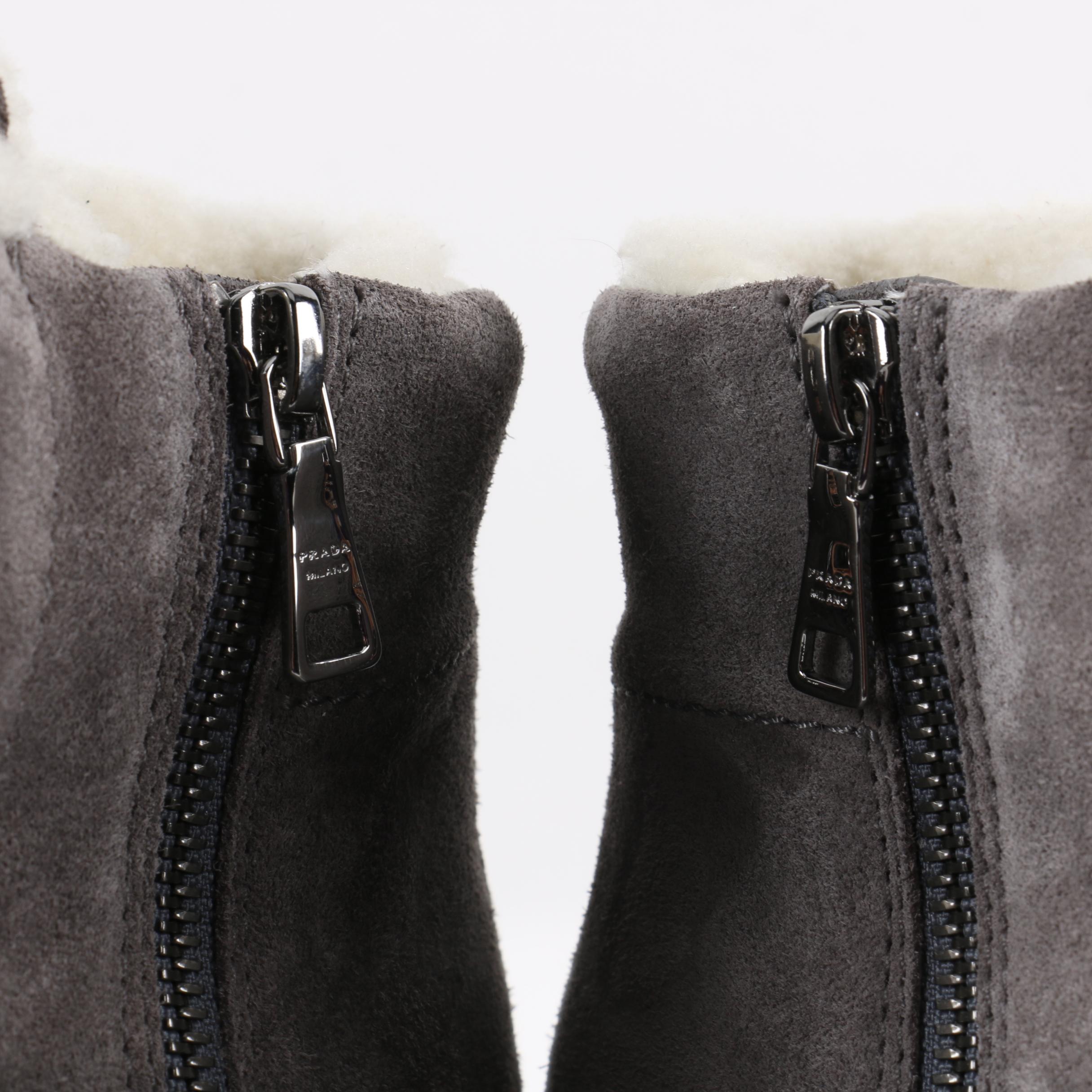 Women's Prada Shearling-Lined Suede Sneakers