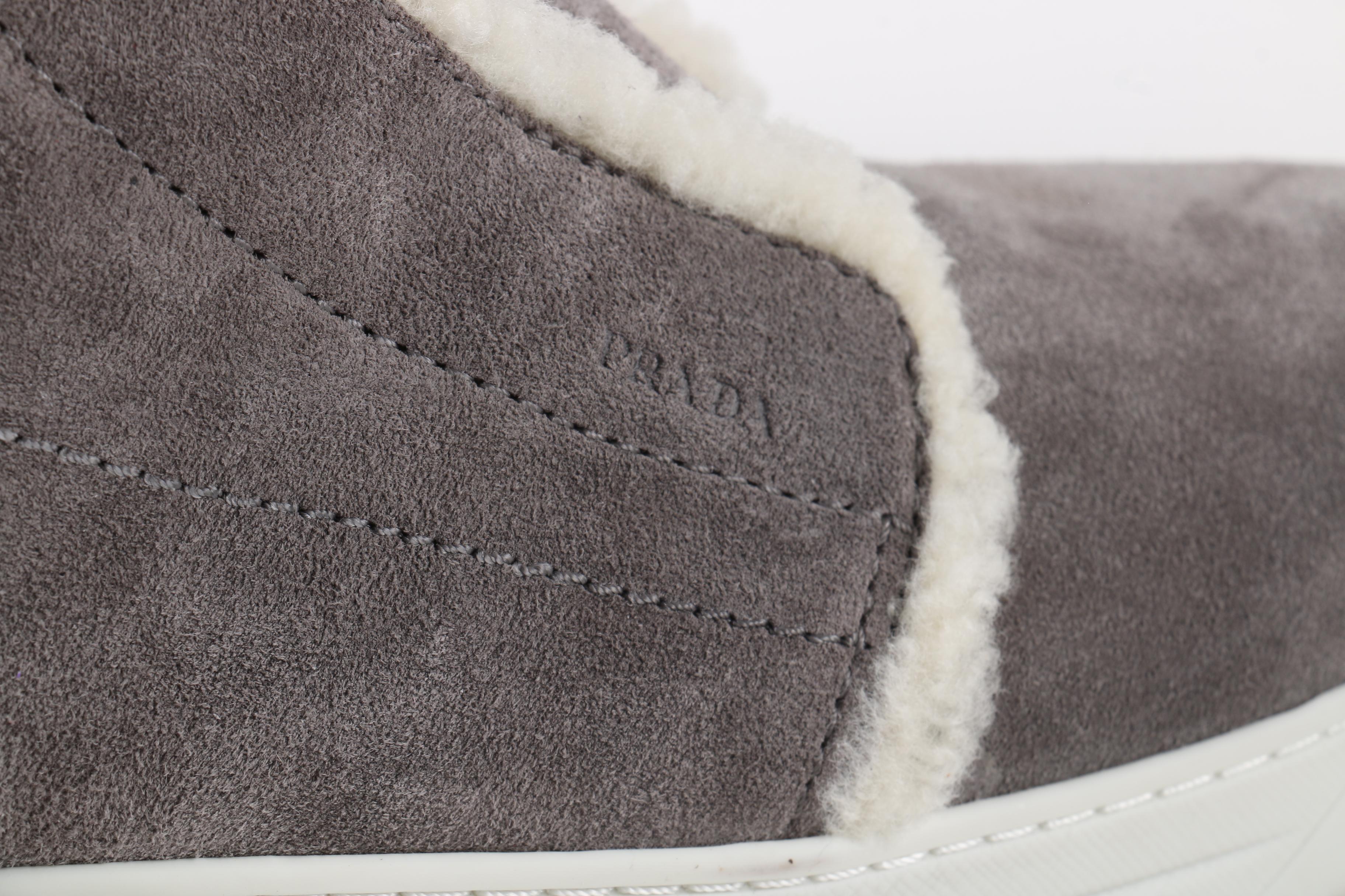 Women's Prada Shearling-Lined Suede Sneakers