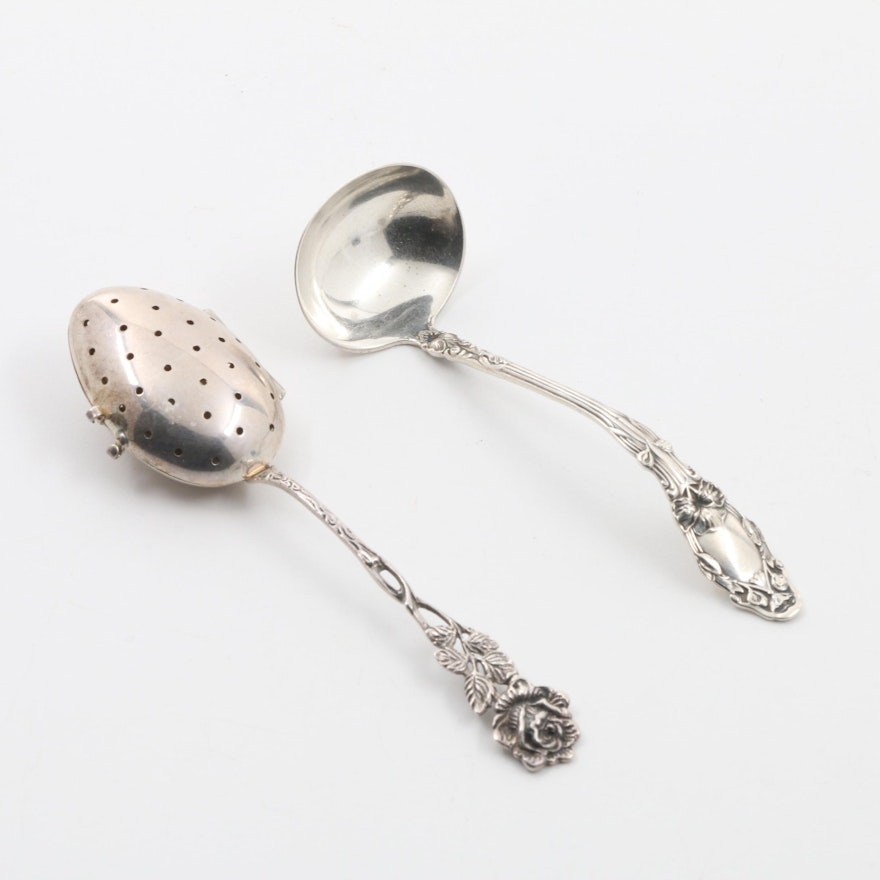 Gorham "Virginiana" Sterling Silver Ladle and West German Sterling Tea Strainer