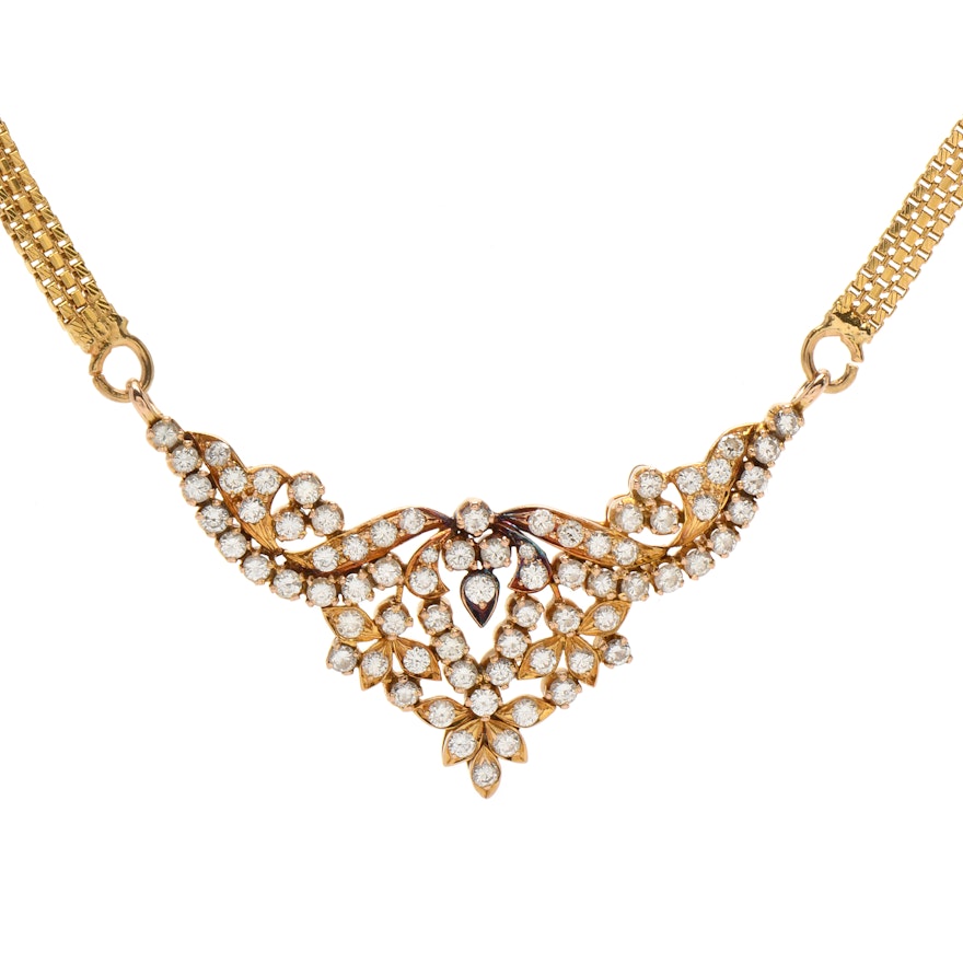 14K and 18K Yellow Gold 2.00 CTW Diamond Necklace