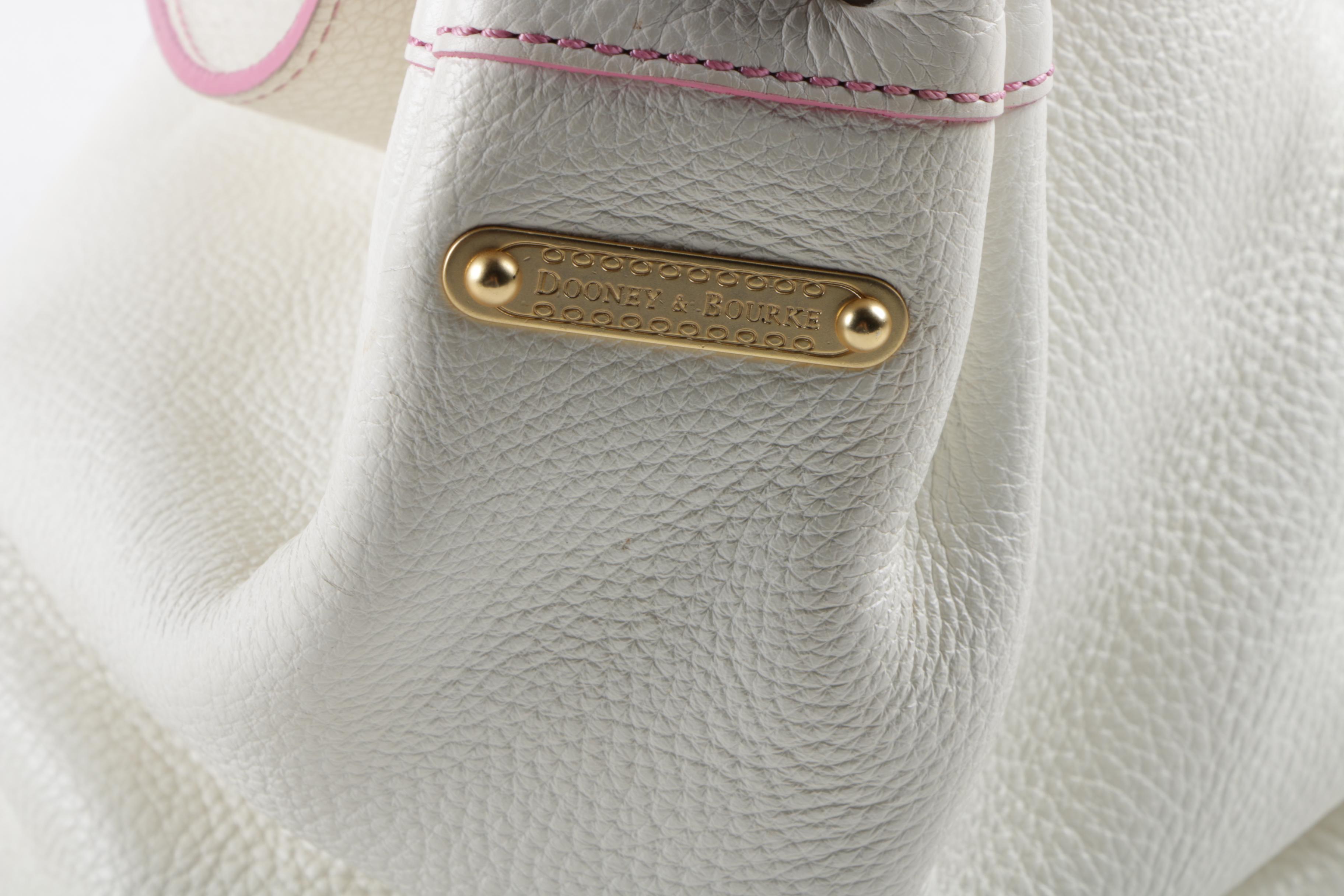 Dooney & Bourke White and Pink Leather Hobo Handbag