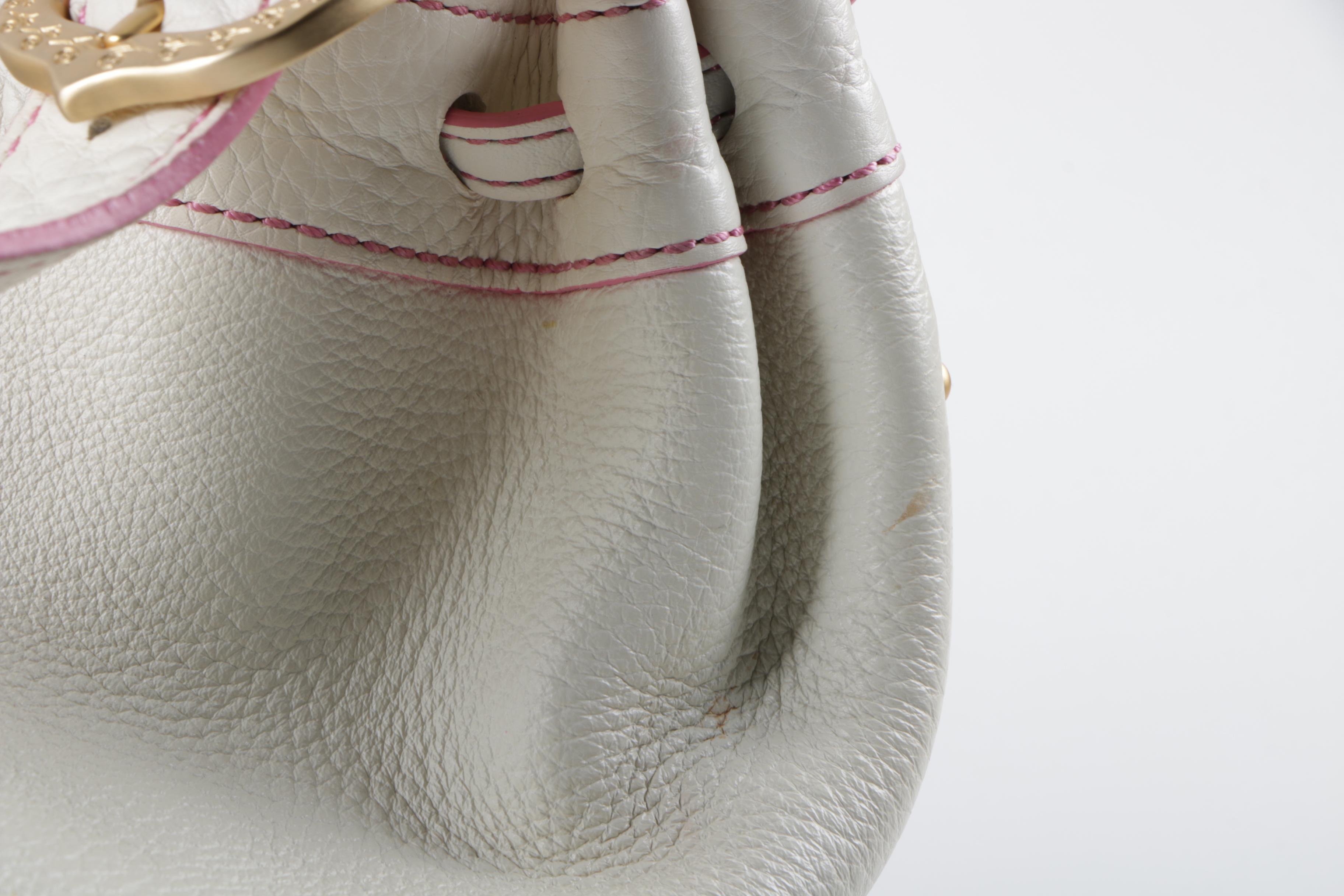 Dooney & Bourke White and Pink Leather Hobo Handbag