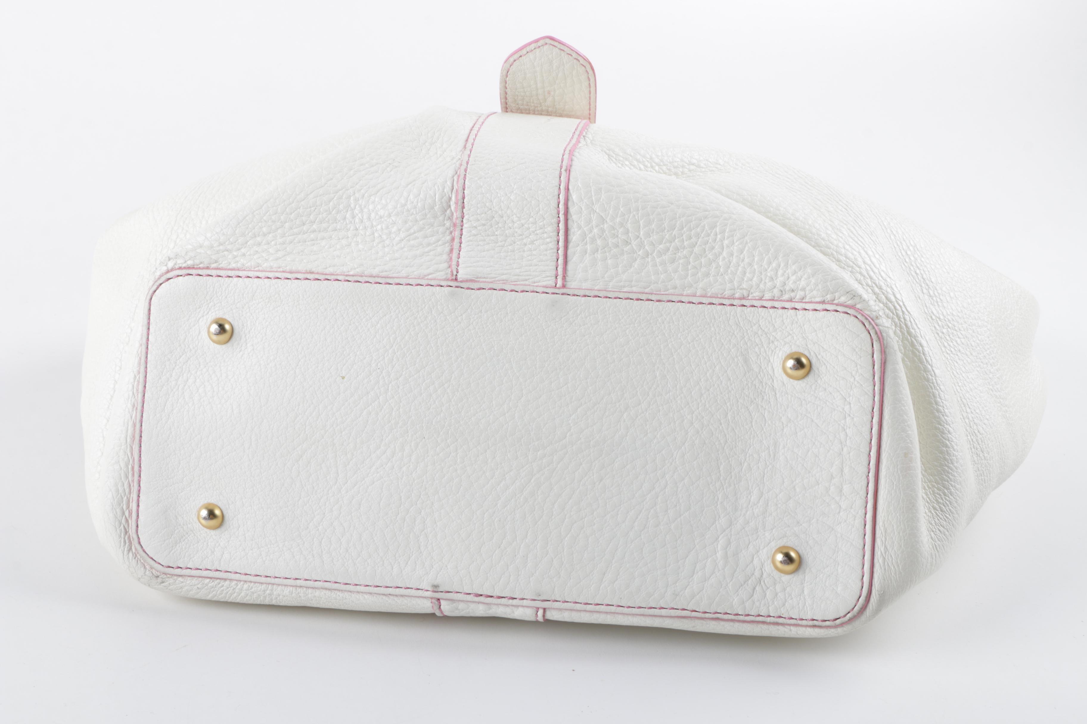 Dooney & Bourke White and Pink Leather Hobo Handbag