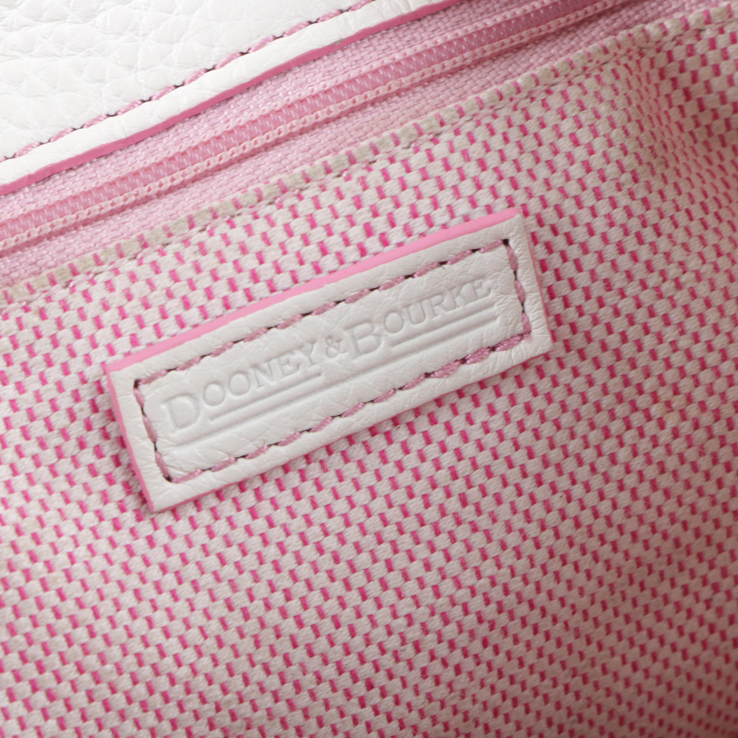 Dooney & Bourke White and Pink Leather Hobo Handbag