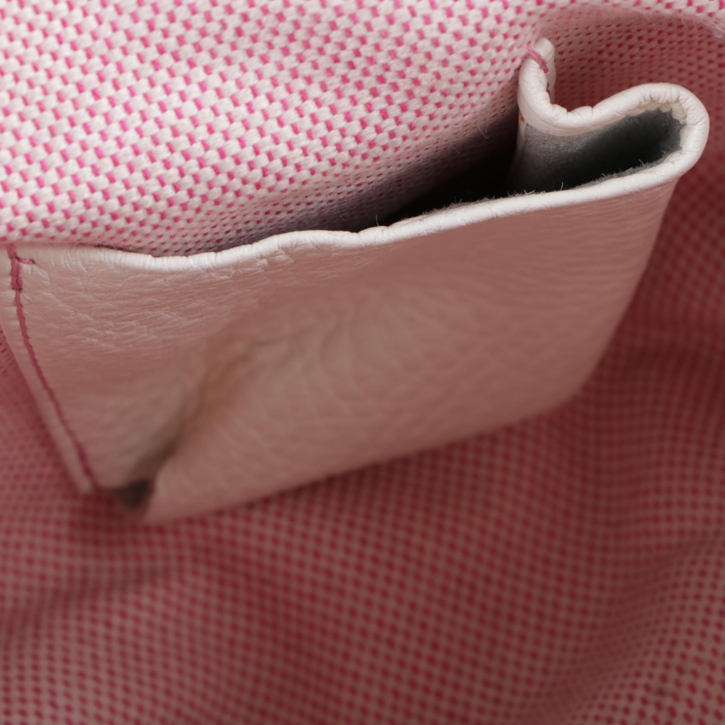 Dooney & Bourke White and Pink Leather Hobo Handbag