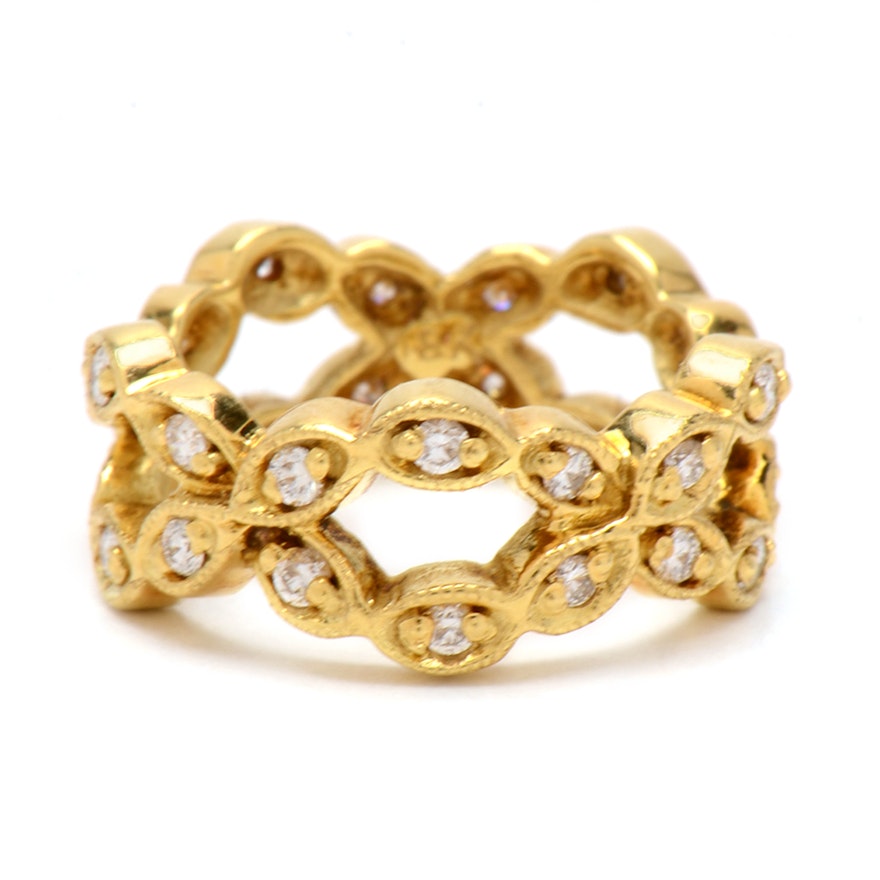 18K Yellow Gold Diamond Eternity Band Ring