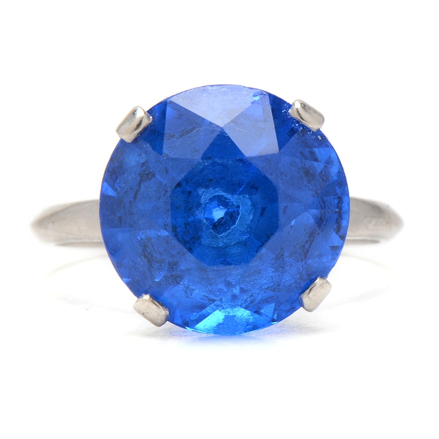Vintage Platinum Synthetic Blue Spinel Cocktail Ring