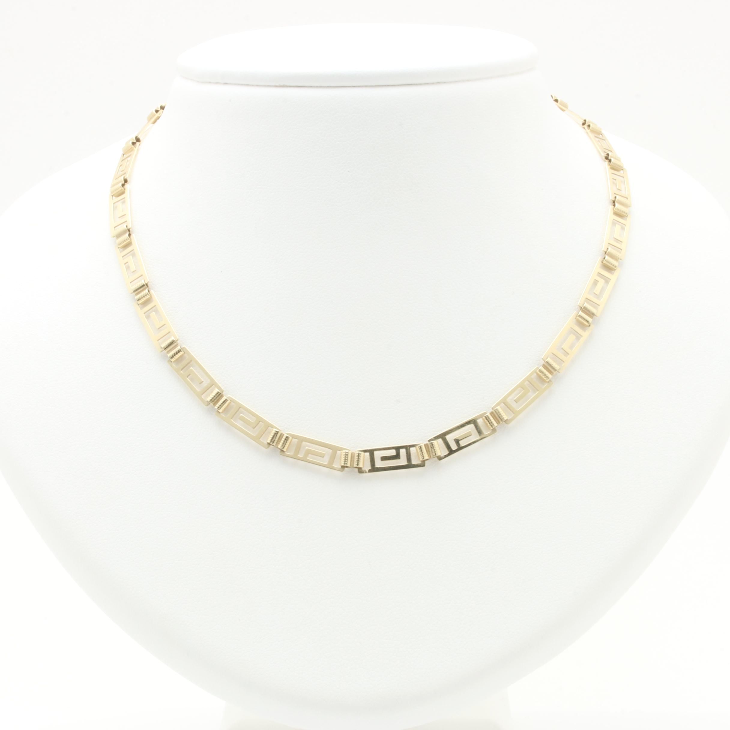 14K Yellow Gold Greek Key Necklace