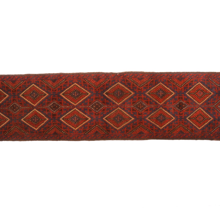 Hand-Knotted and Embroidered Baluch Mashwani Carpet Runner