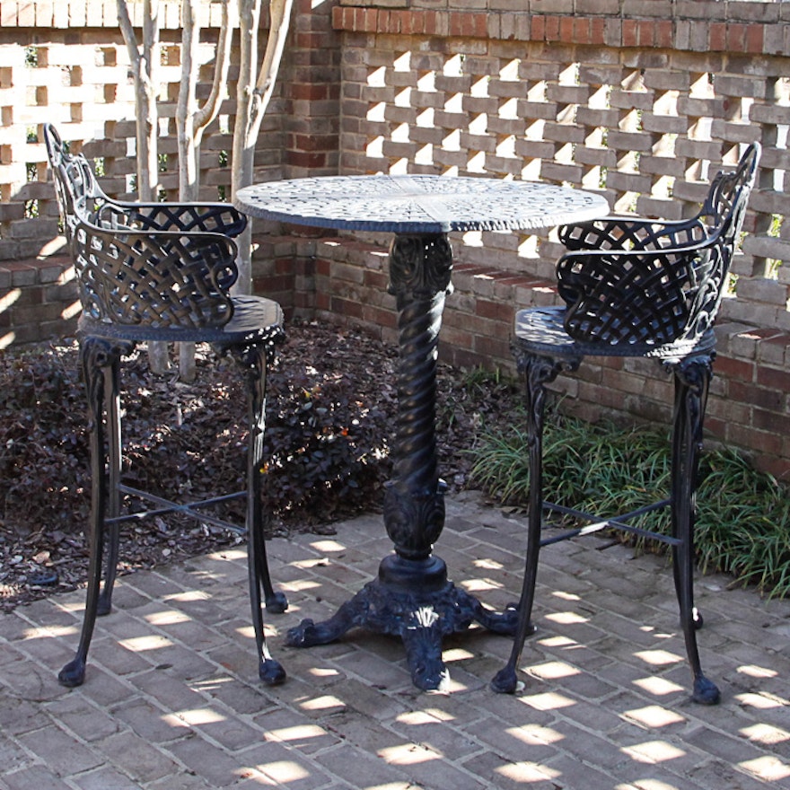 Cast Iron Pub Style Patio Table and Chairs