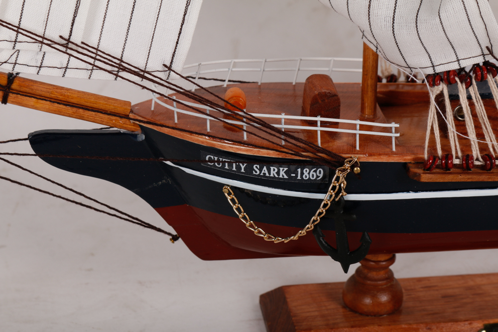 Pair of Wooden Models of British Sailing Ships "Cutty Sark" and HMS "Victory"