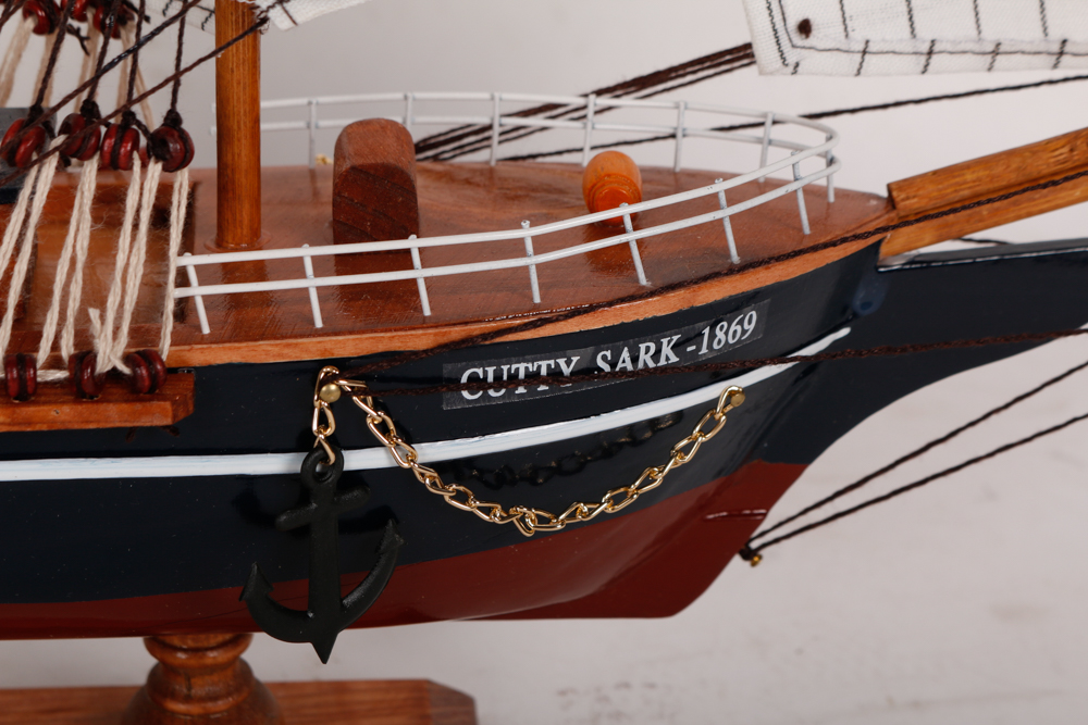 Pair of Wooden Models of British Sailing Ships "Cutty Sark" and HMS "Victory"