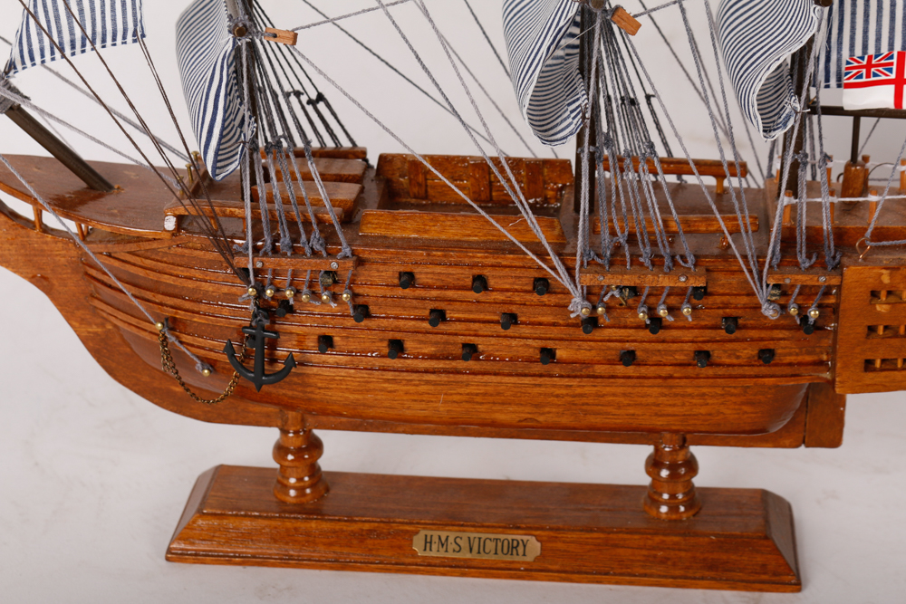 Pair of Wooden Models of British Sailing Ships "Cutty Sark" and HMS "Victory"