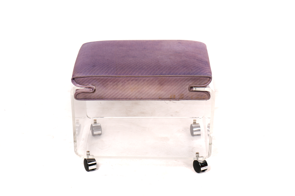 Vintage Acrylic Vanity Stool with Padded Seat