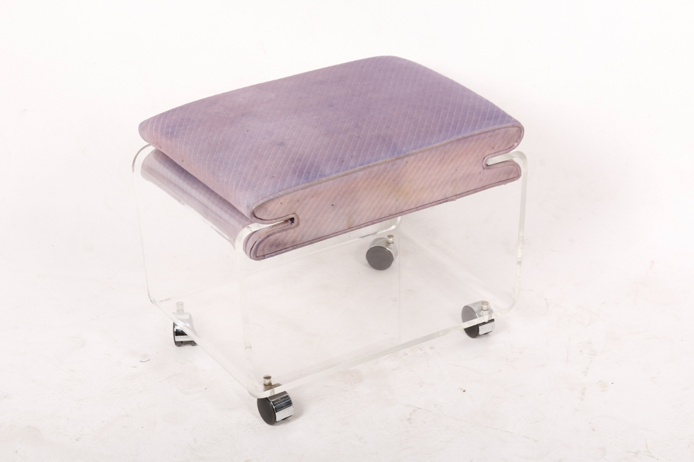 Vintage Acrylic Vanity Stool with Padded Seat