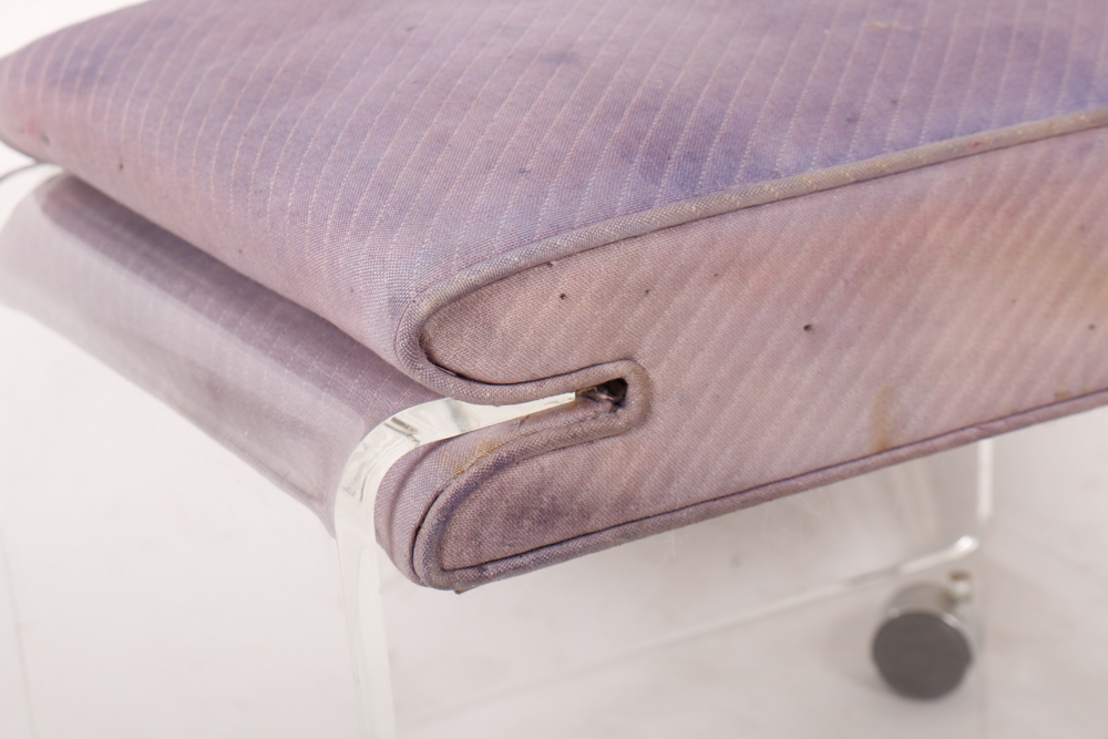 Vintage Acrylic Vanity Stool with Padded Seat