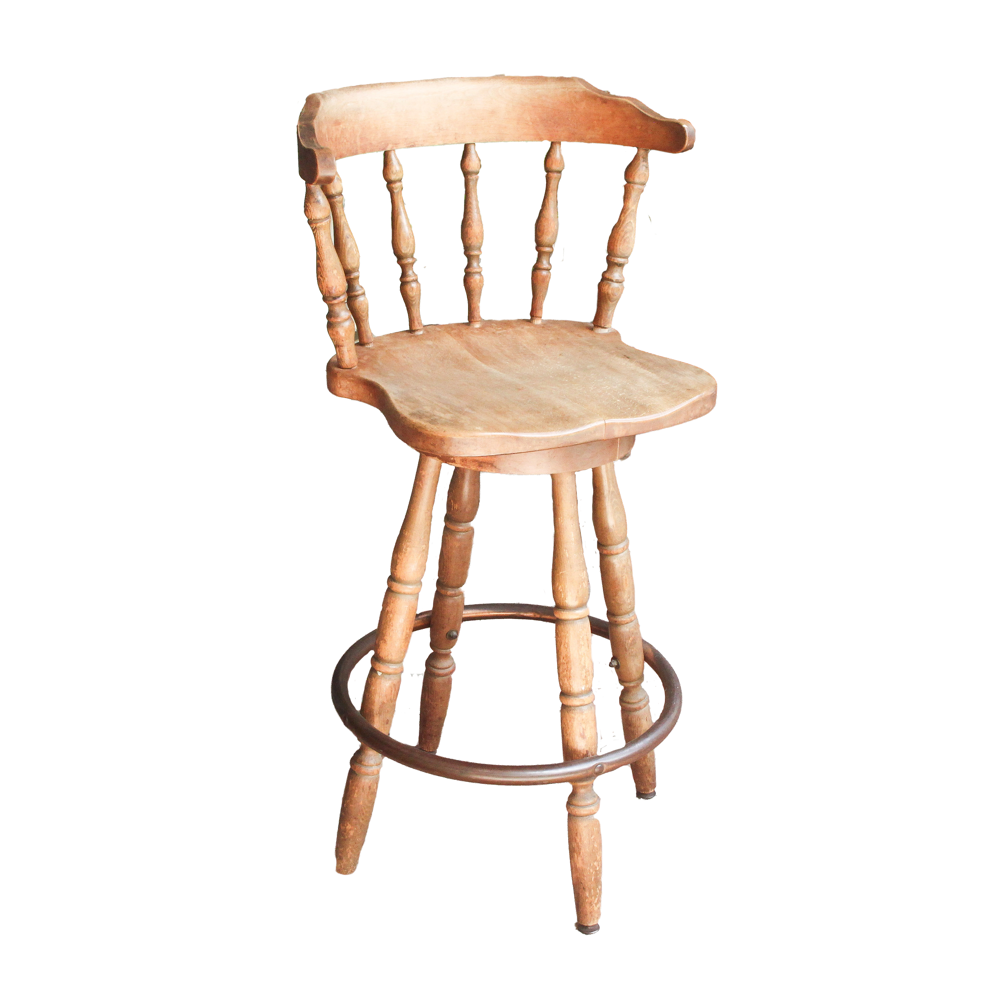 Vintage Wooden Swivel Bar Stool