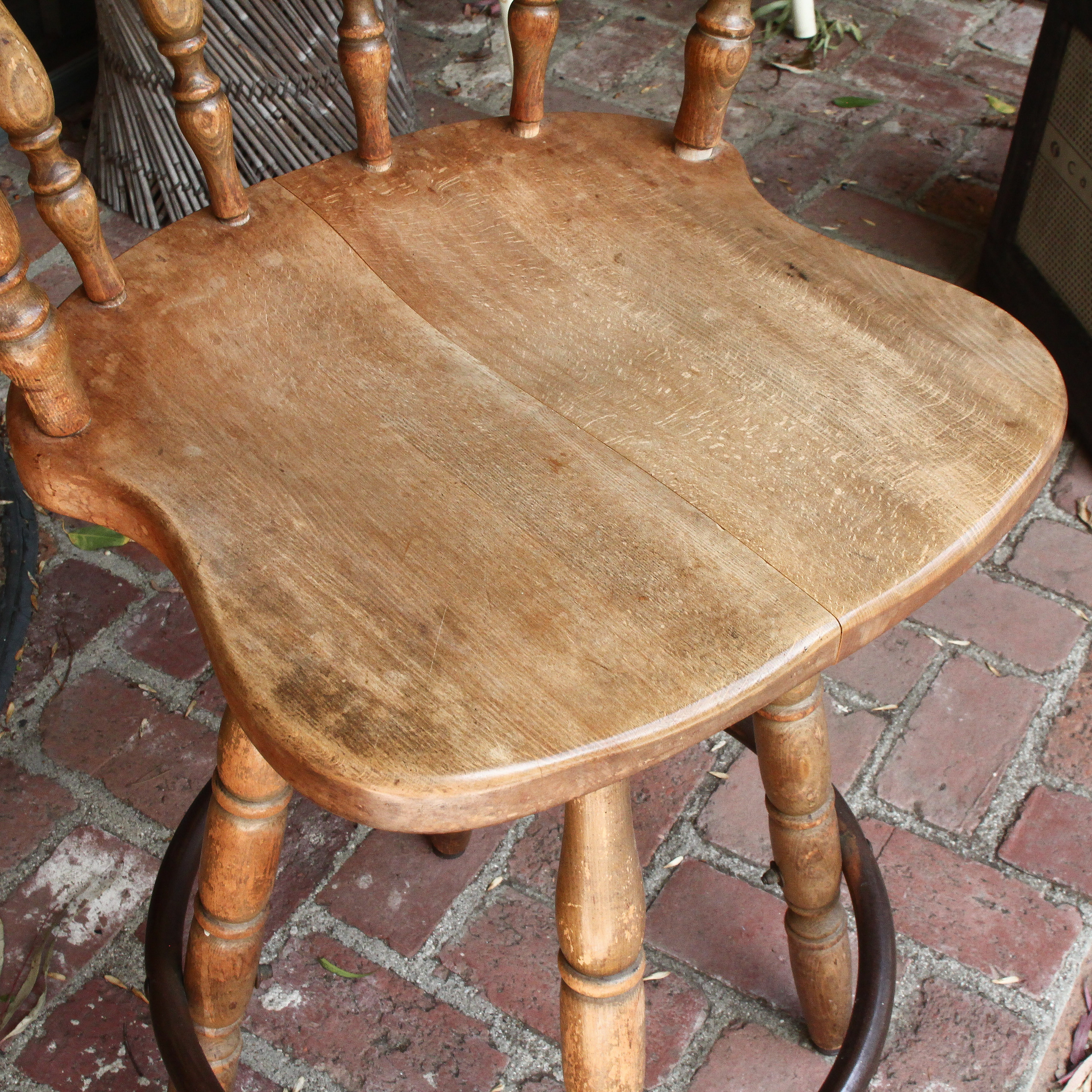 Vintage Wooden Swivel Bar Stool