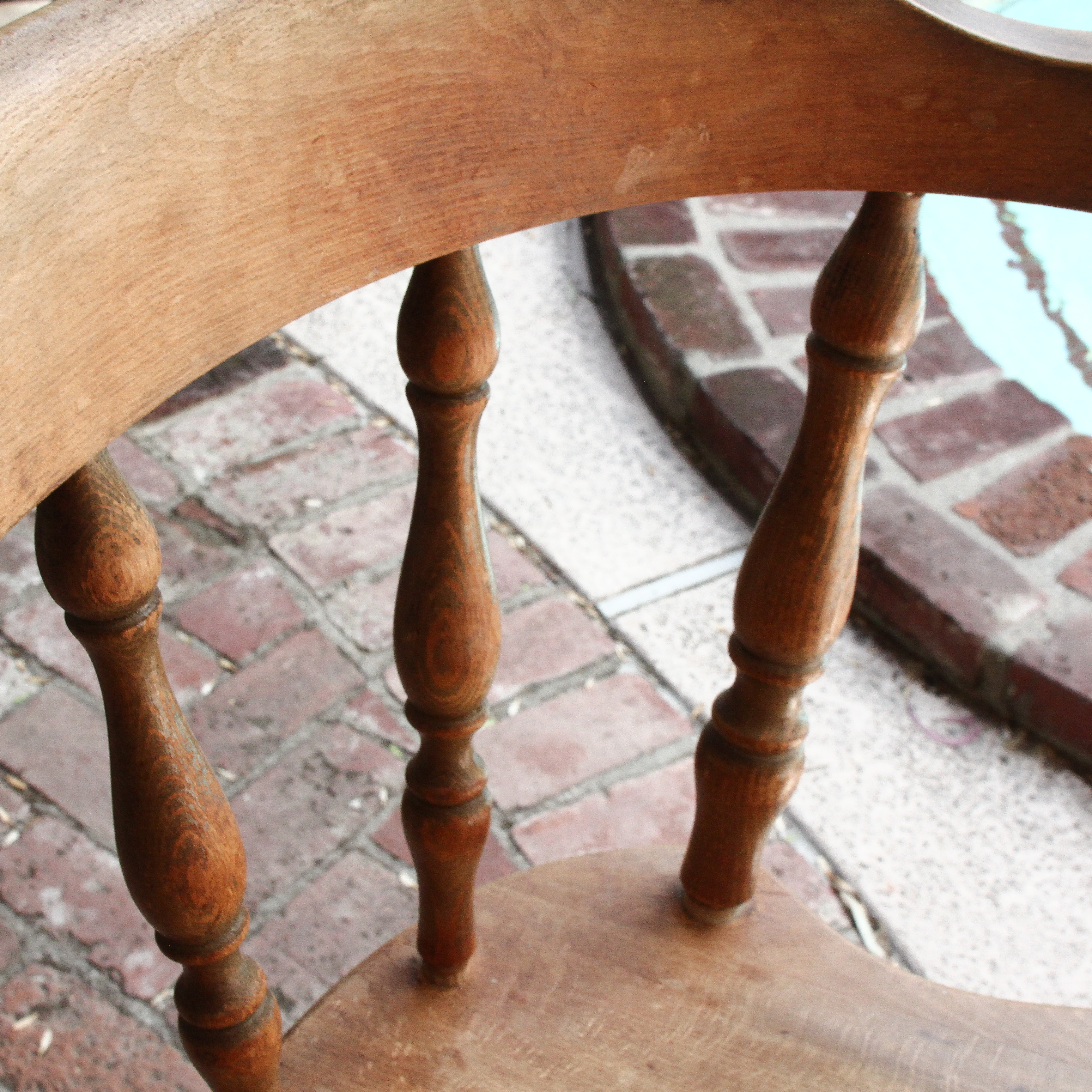 Vintage Wooden Swivel Bar Stool