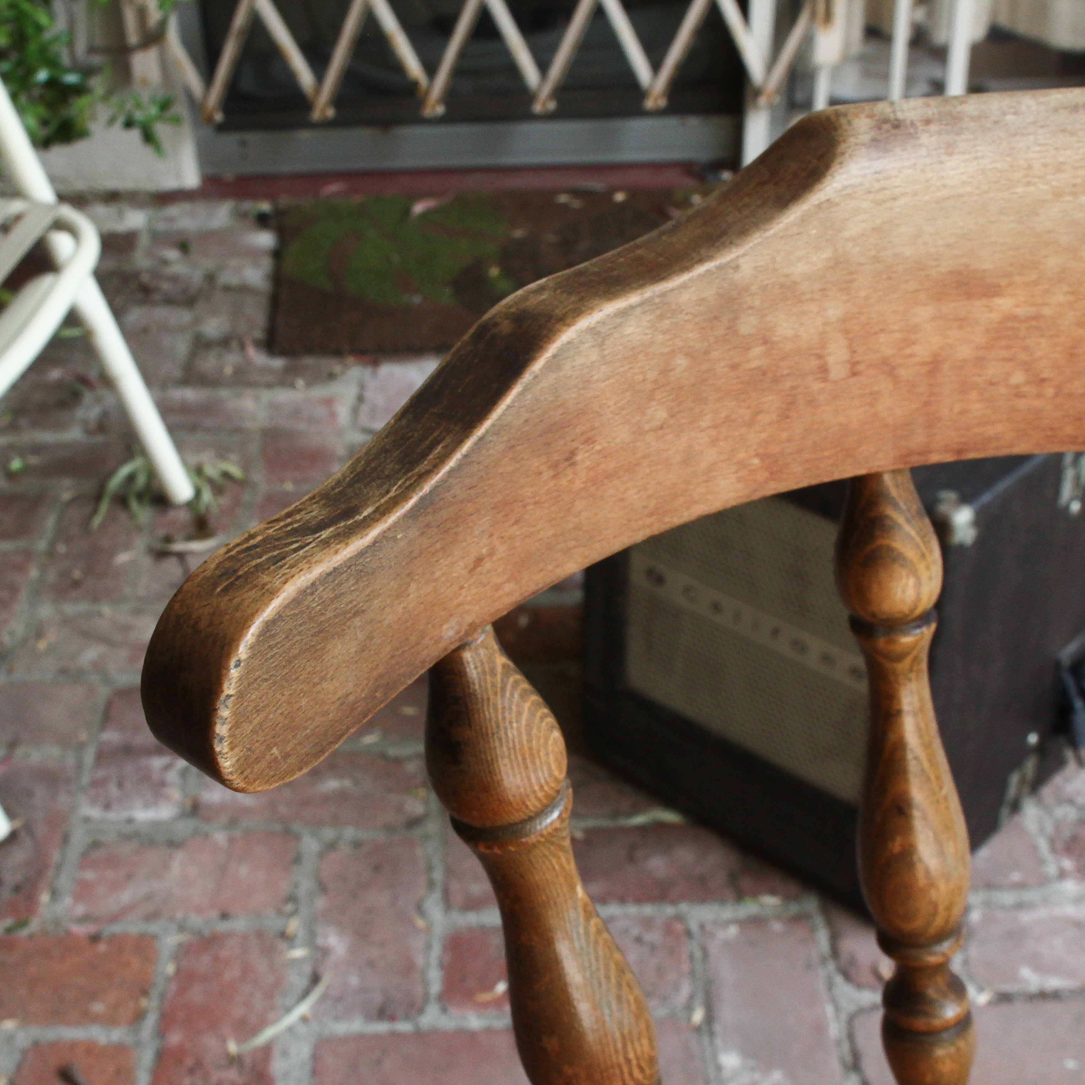 Vintage Wooden Swivel Bar Stool