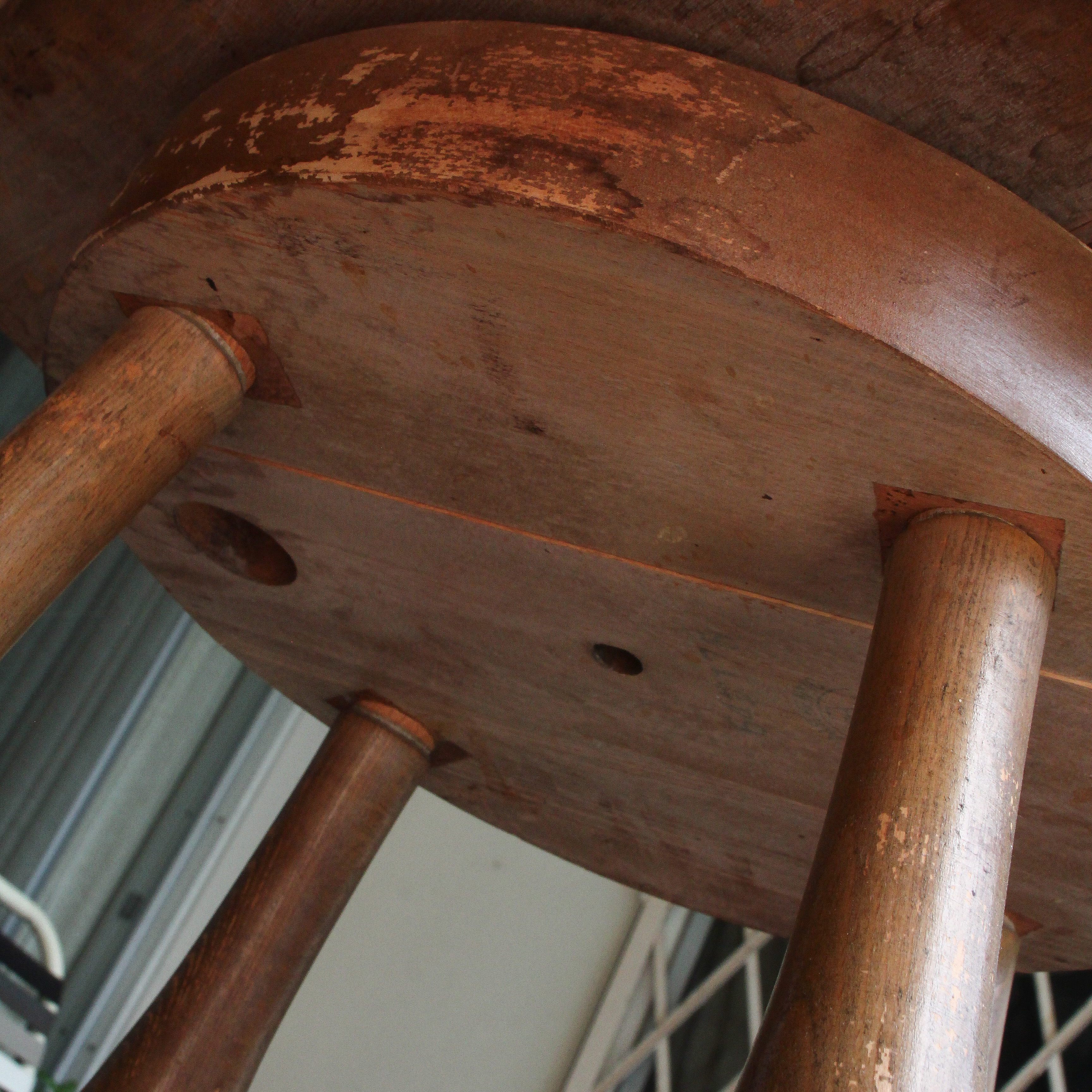 Vintage Wooden Swivel Bar Stool