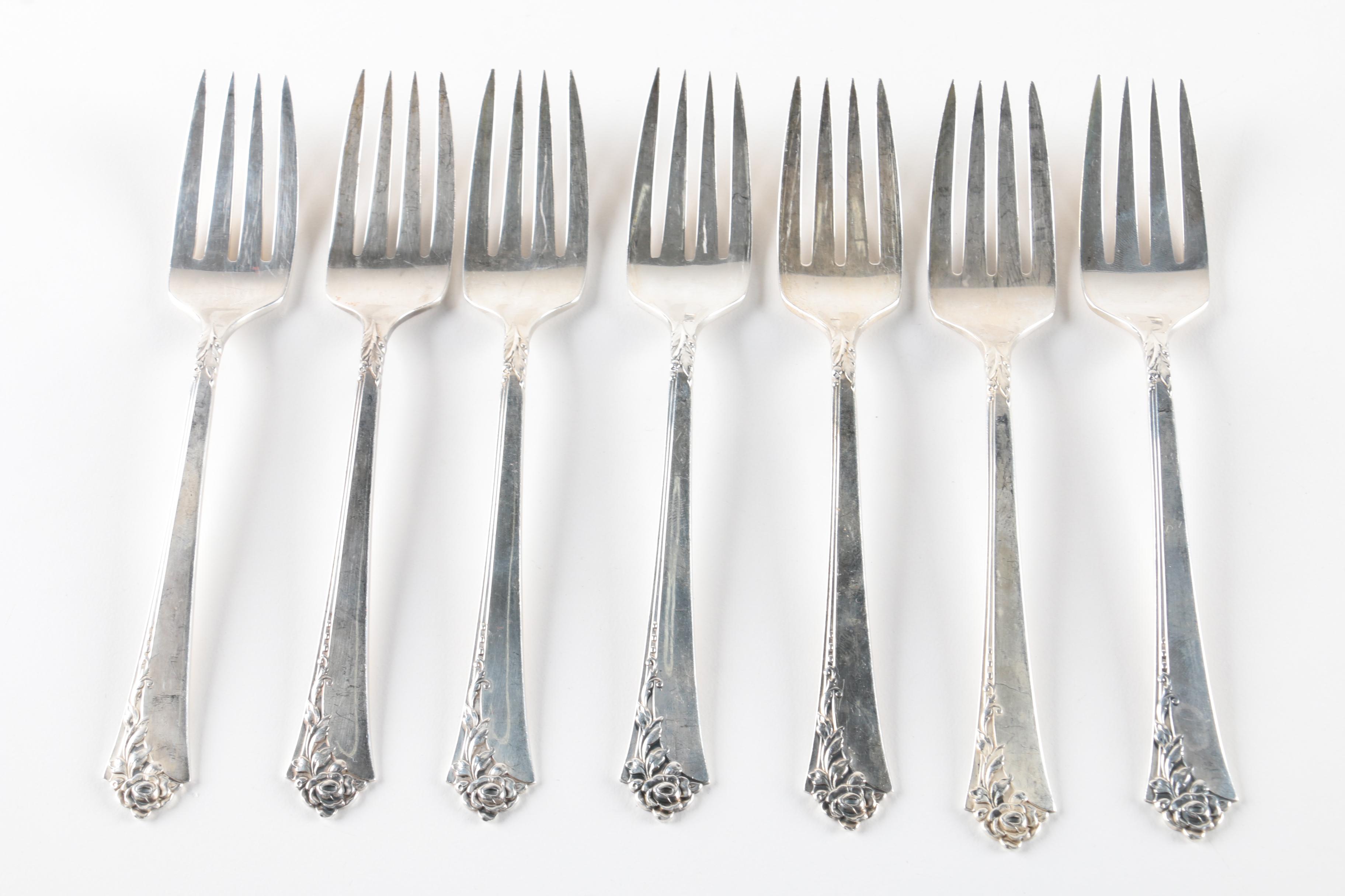 Heirloom "Damask Rose" Sterling Silver Flatware Set