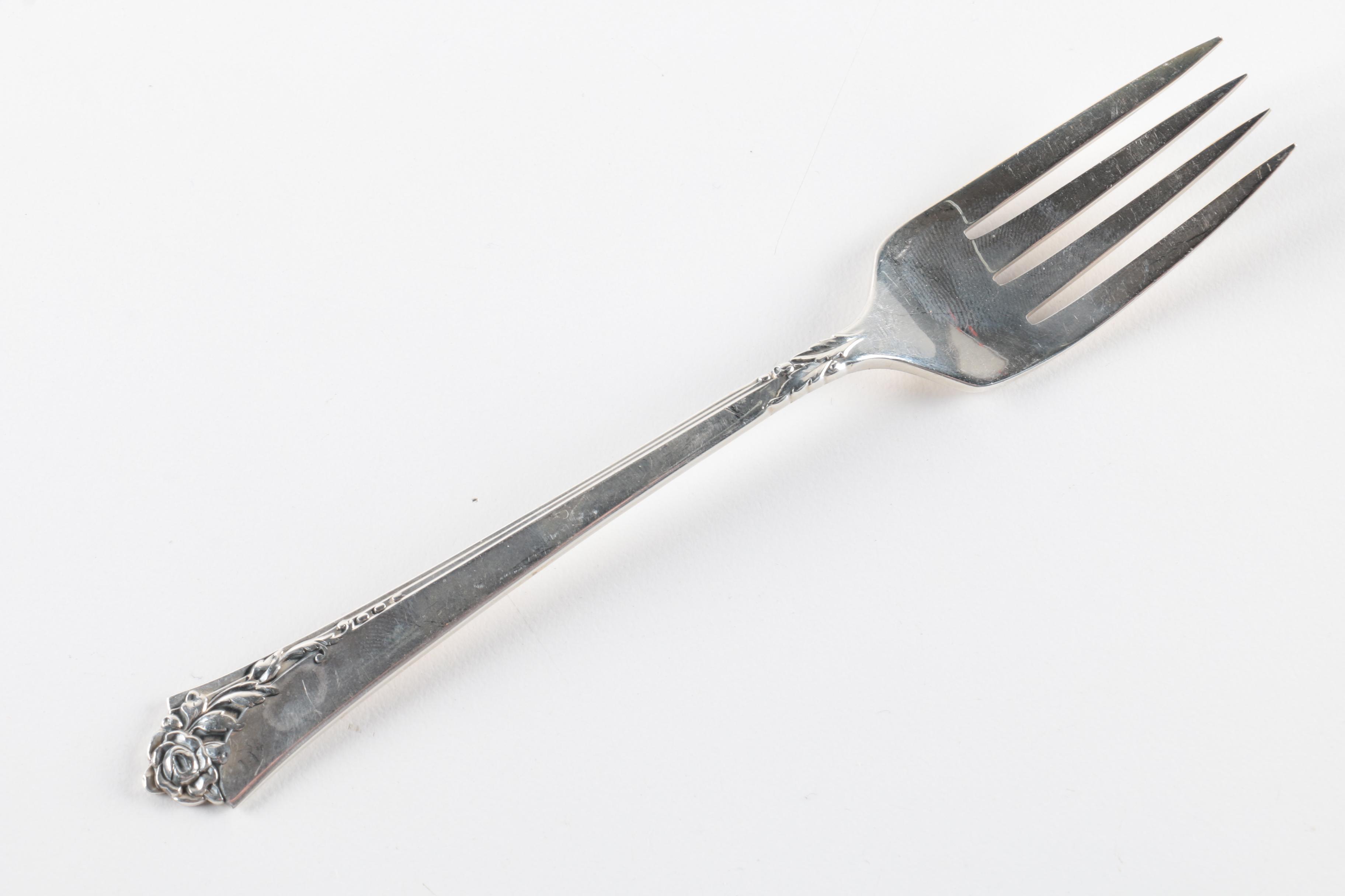 Heirloom "Damask Rose" Sterling Silver Flatware Set