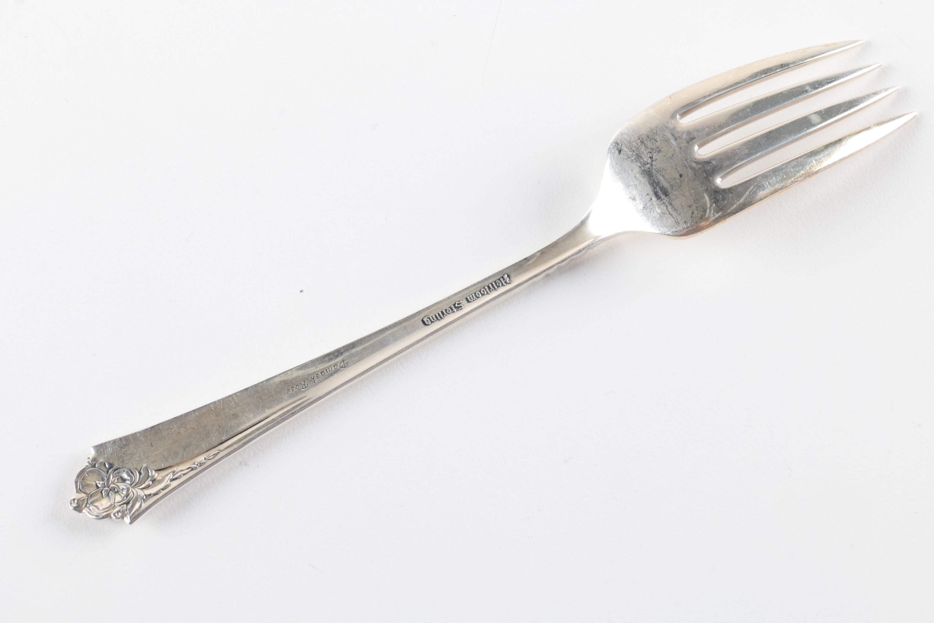 Heirloom "Damask Rose" Sterling Silver Flatware Set