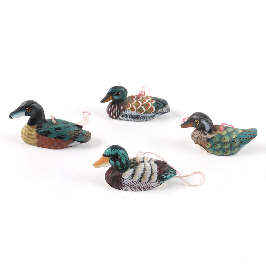 Hand-Painted Wooden Duck Ornaments