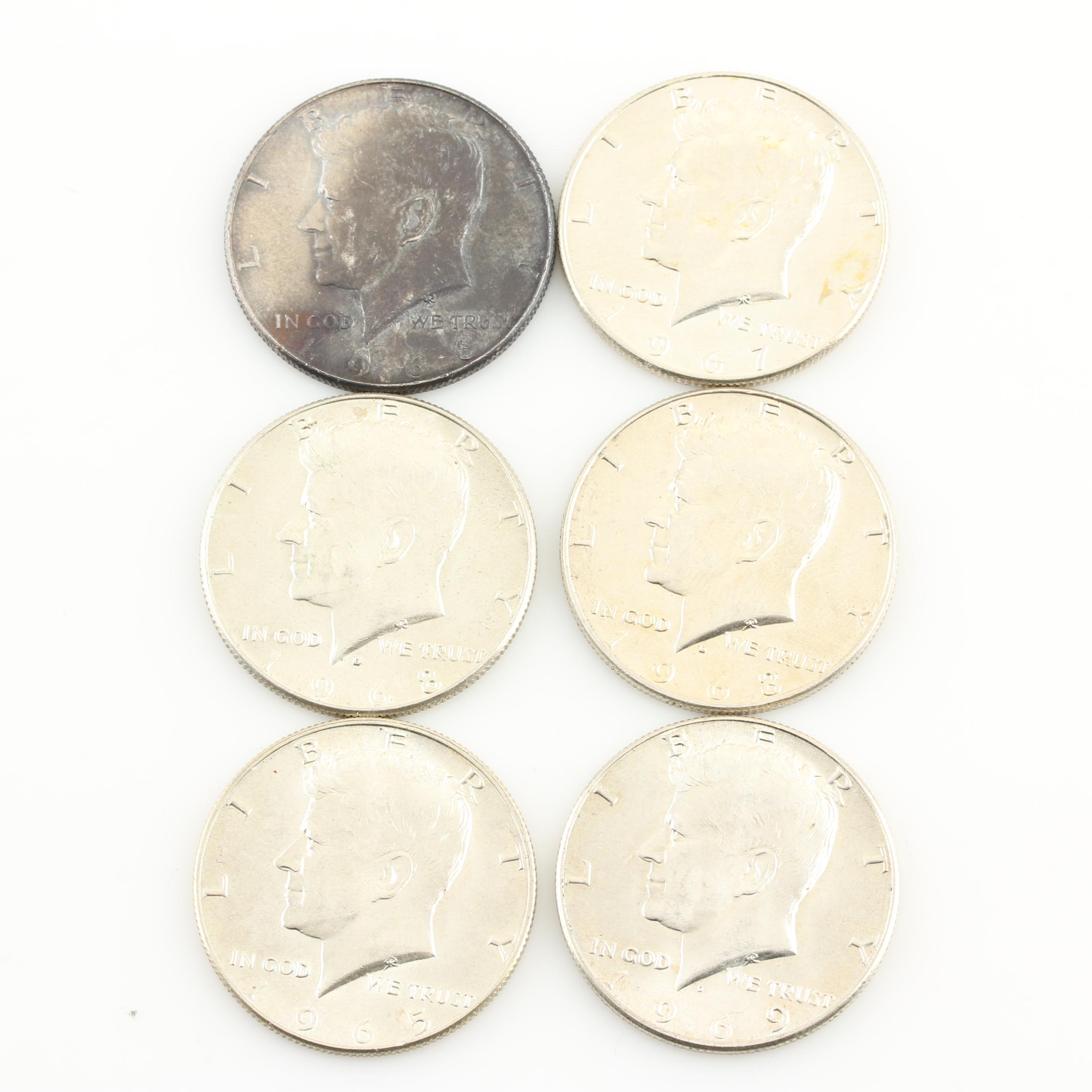 Group of 6 JFK Silver Clad Dollars
