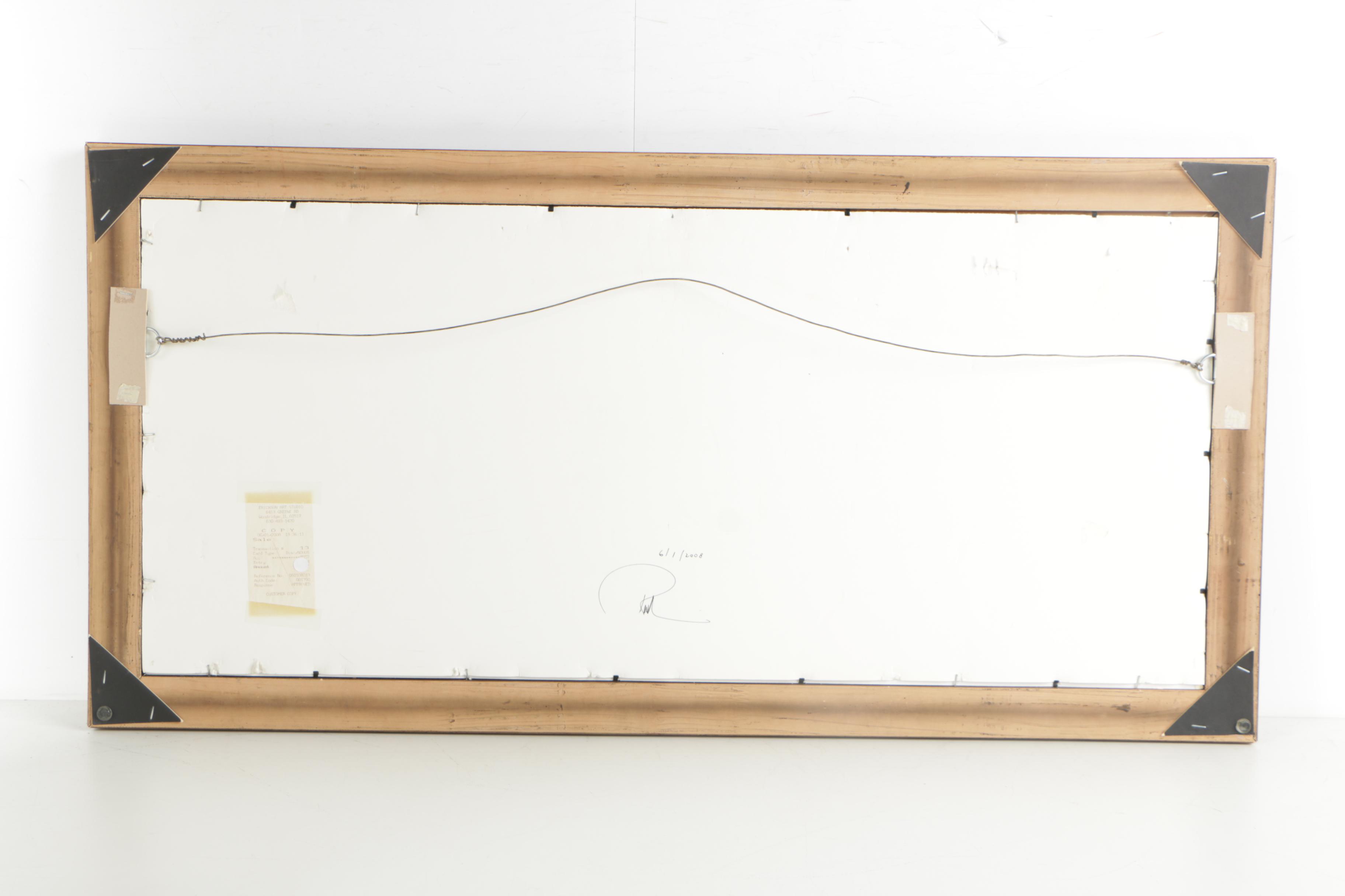 Ross Erickson Embellished Watercolor Painting "Walk in the Park at Night"