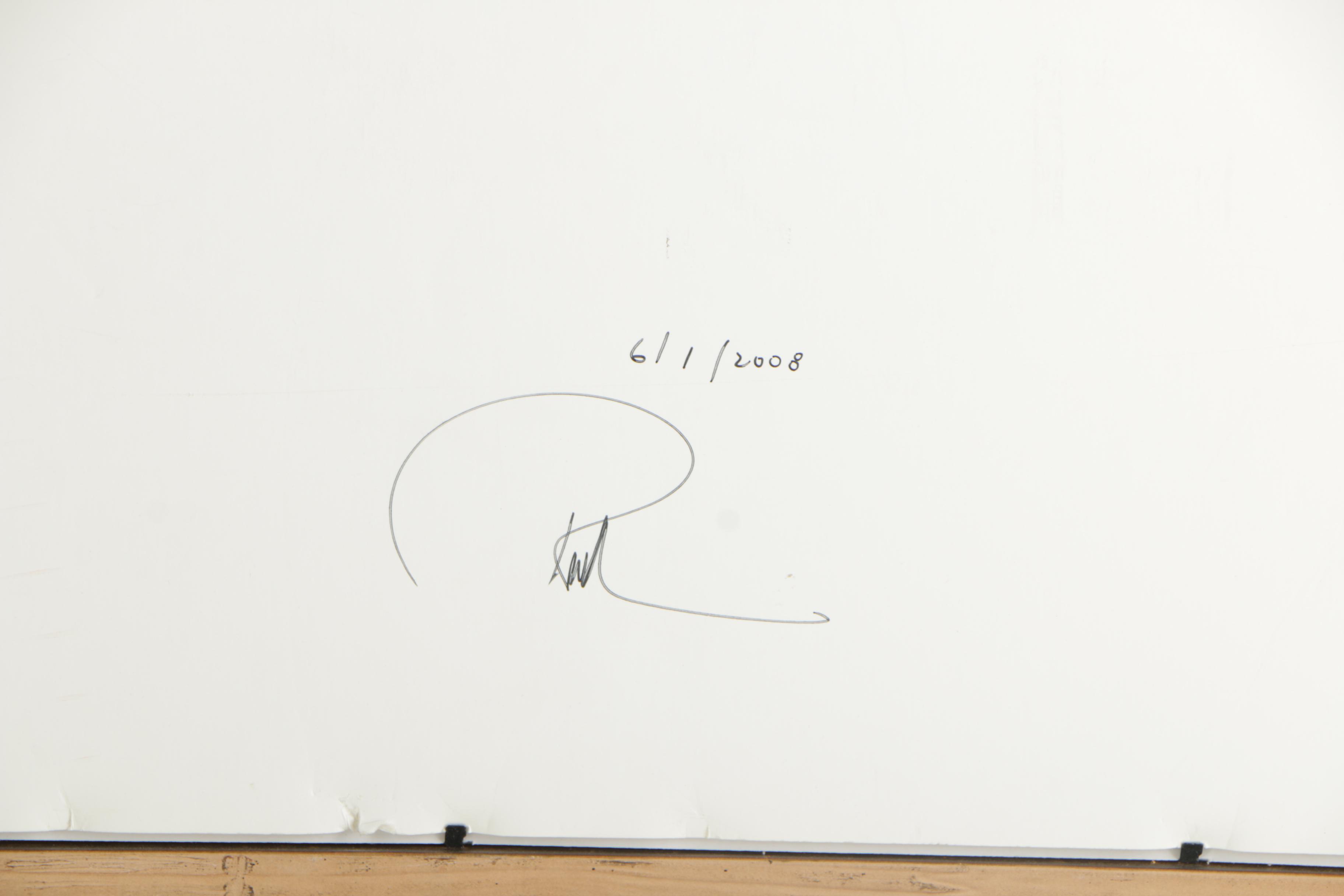 Ross Erickson Embellished Watercolor Painting "Walk in the Park at Night"