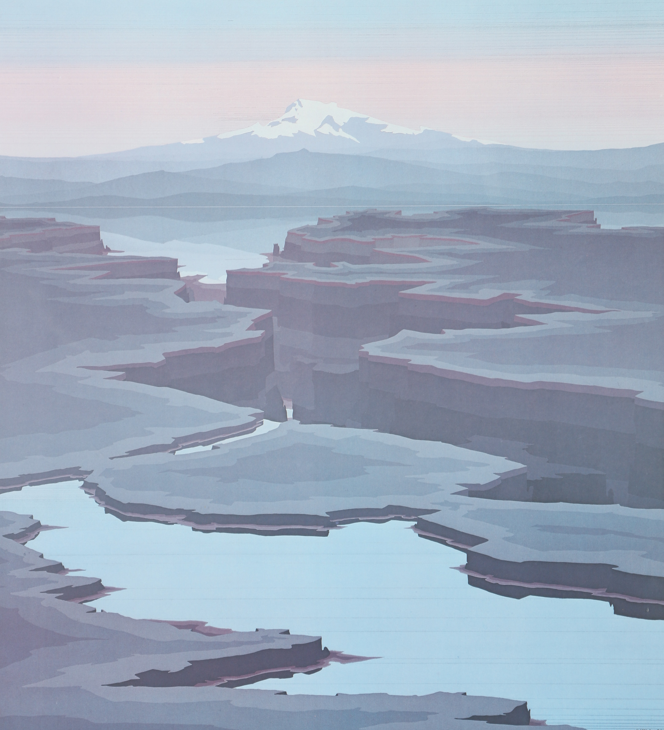 Offset Lithograph Poster After Jerry Schurr "Shadow Lake"