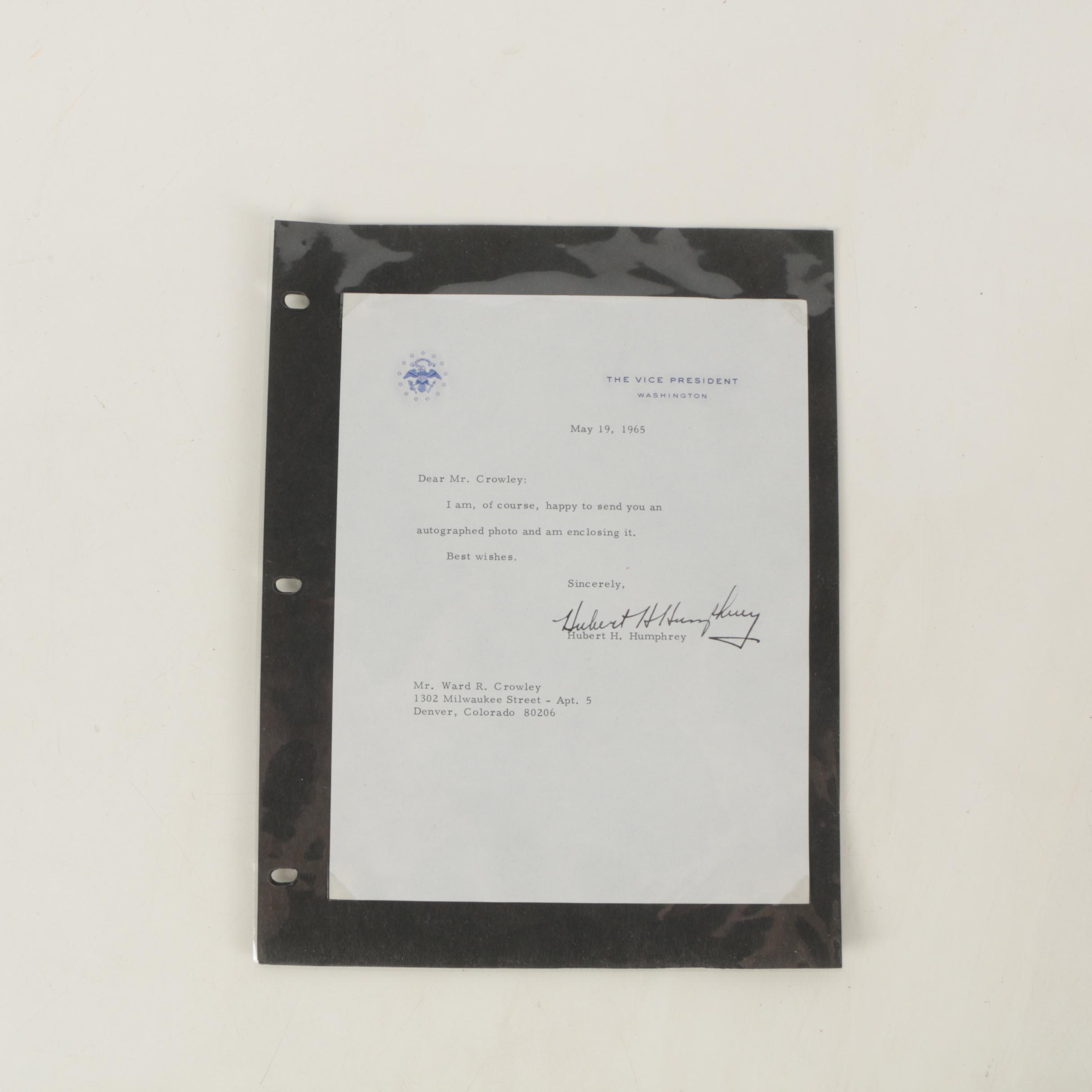 Autographed Gelatin-Silver Photograph of Hubert Humphrey