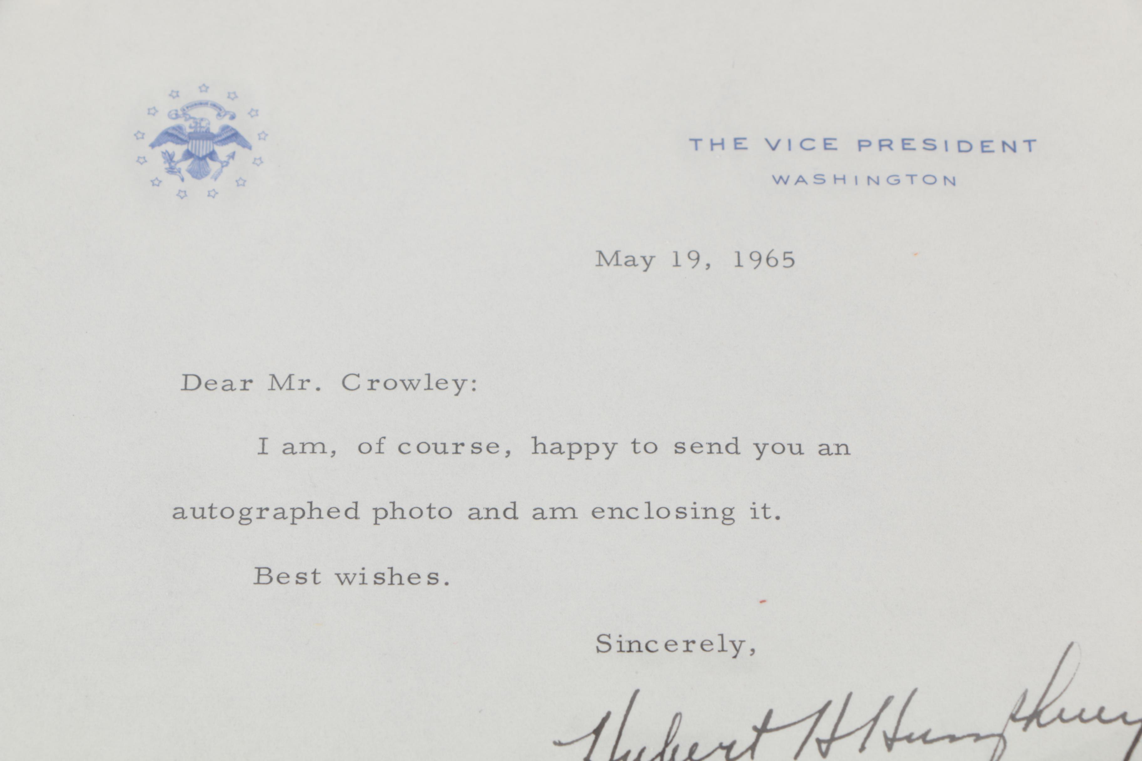 Autographed Gelatin-Silver Photograph of Hubert Humphrey