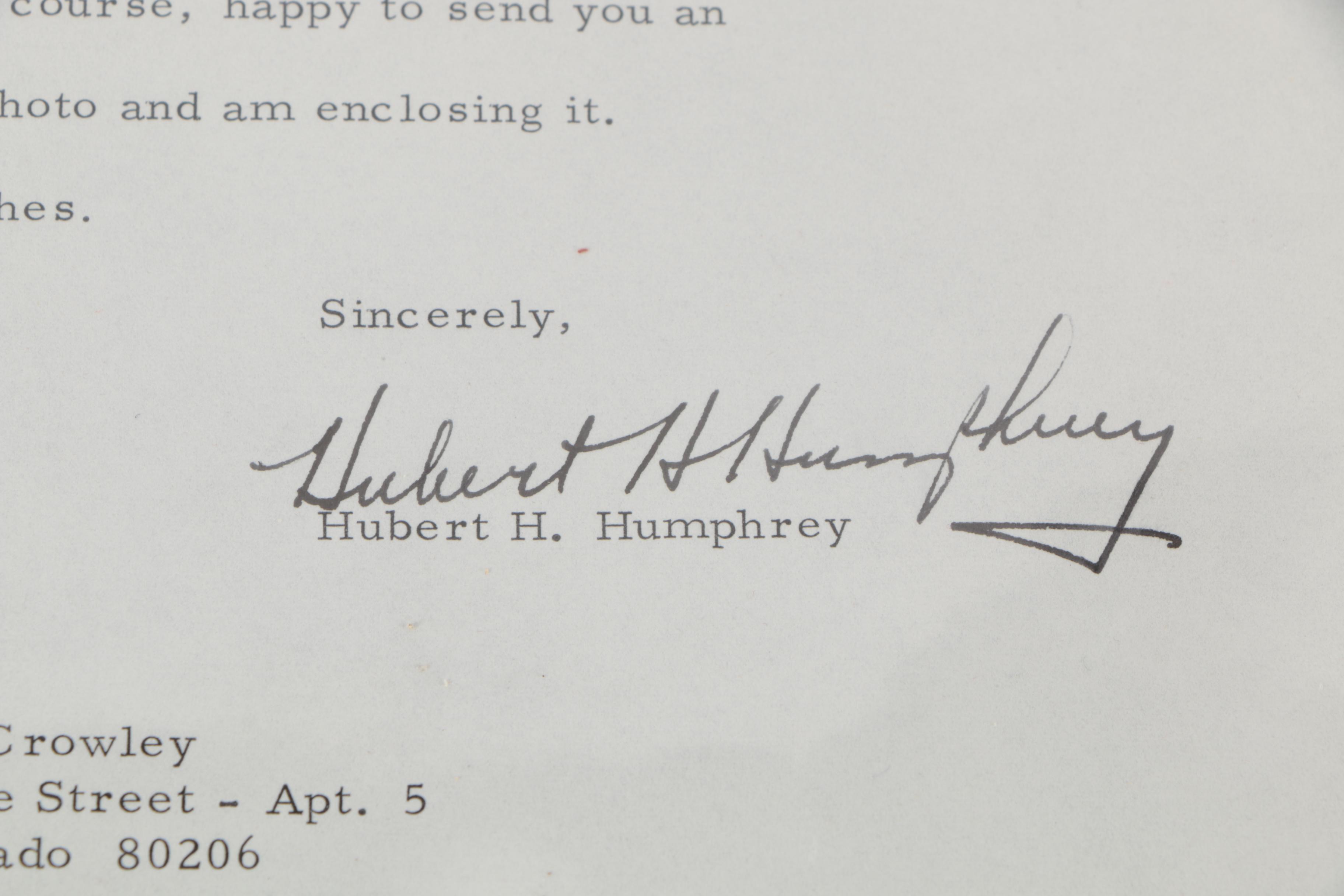 Autographed Gelatin-Silver Photograph of Hubert Humphrey