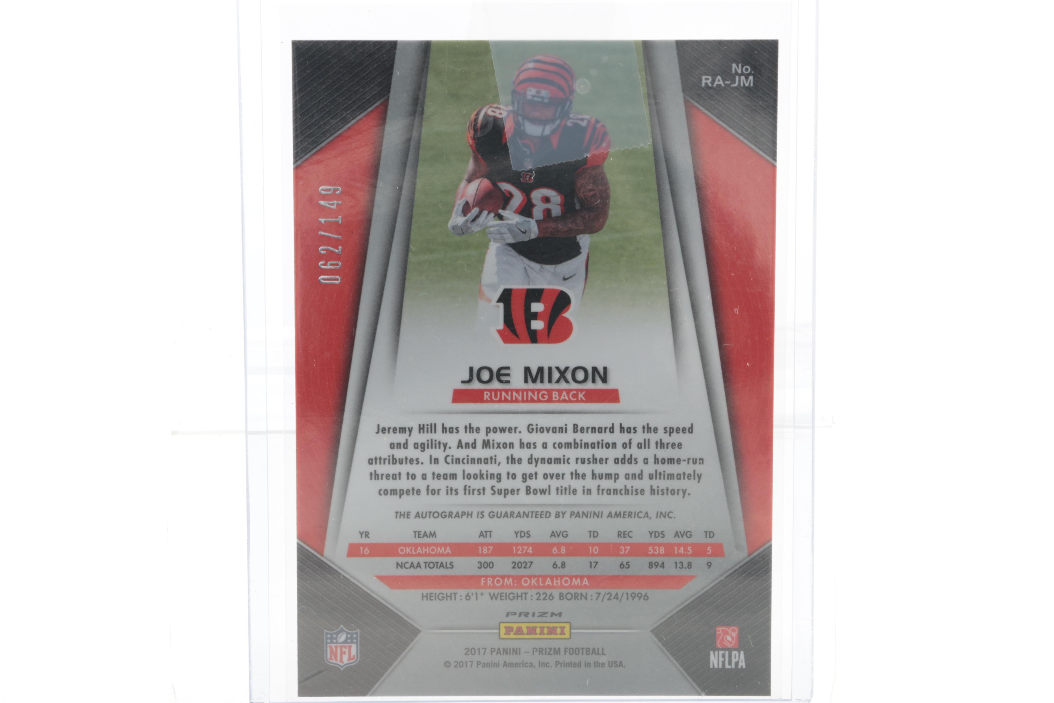 Autographed Joe Mixon Panini Football Card