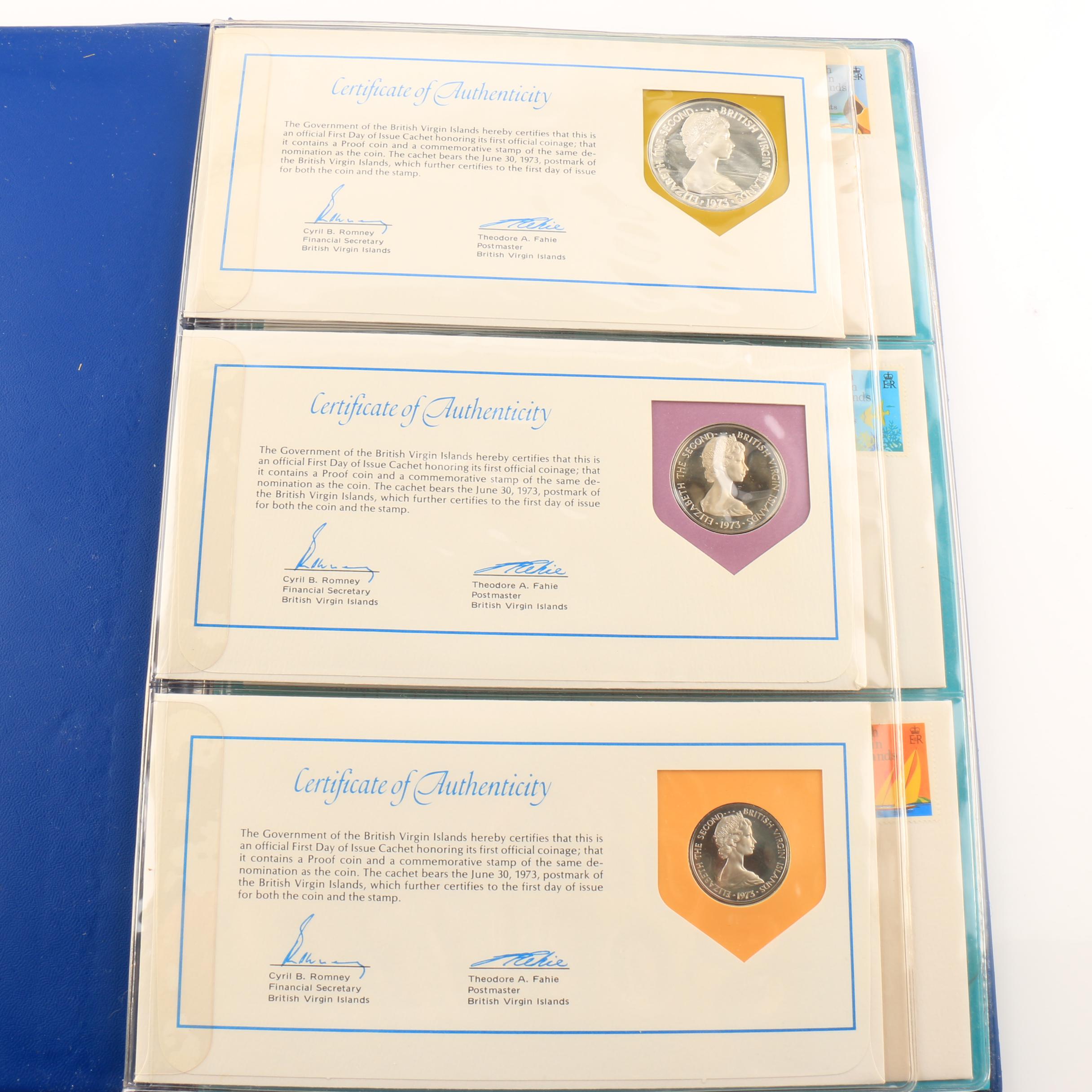 1973 British Virgin Islands 6 Piece Coin and Stamp Set with $1 Silver Coin