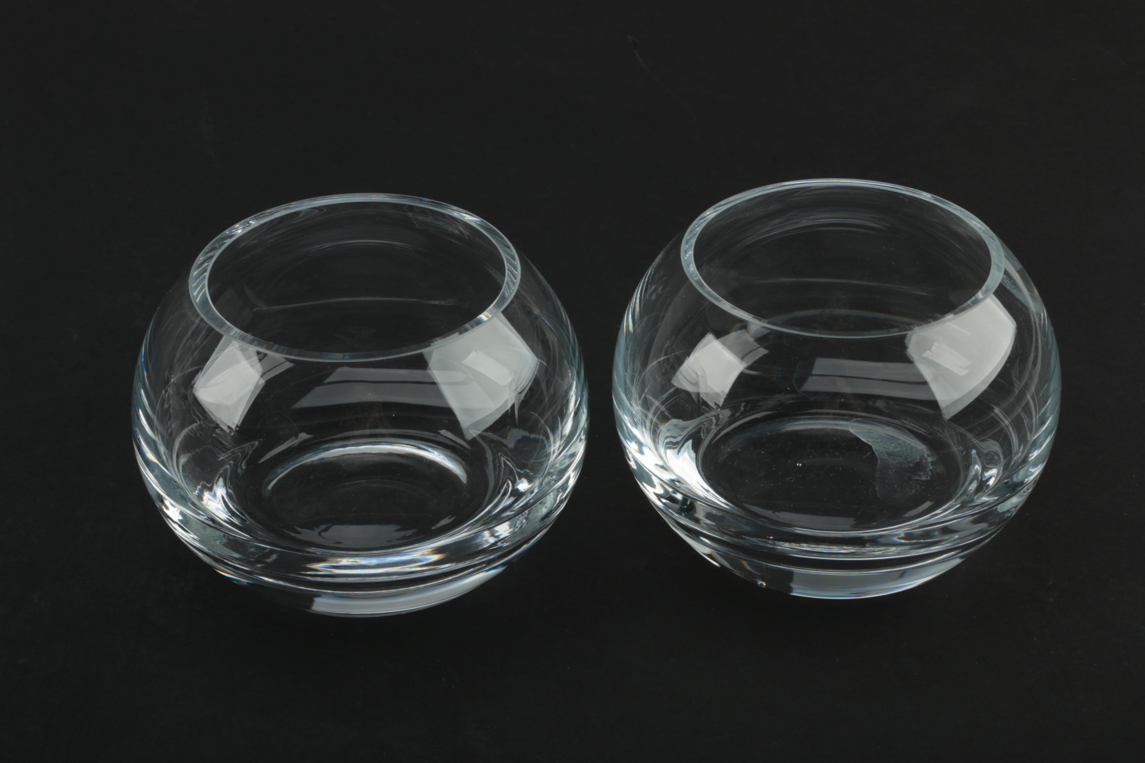 Glass Serveware Including Steuben Style Pedestal Bowl