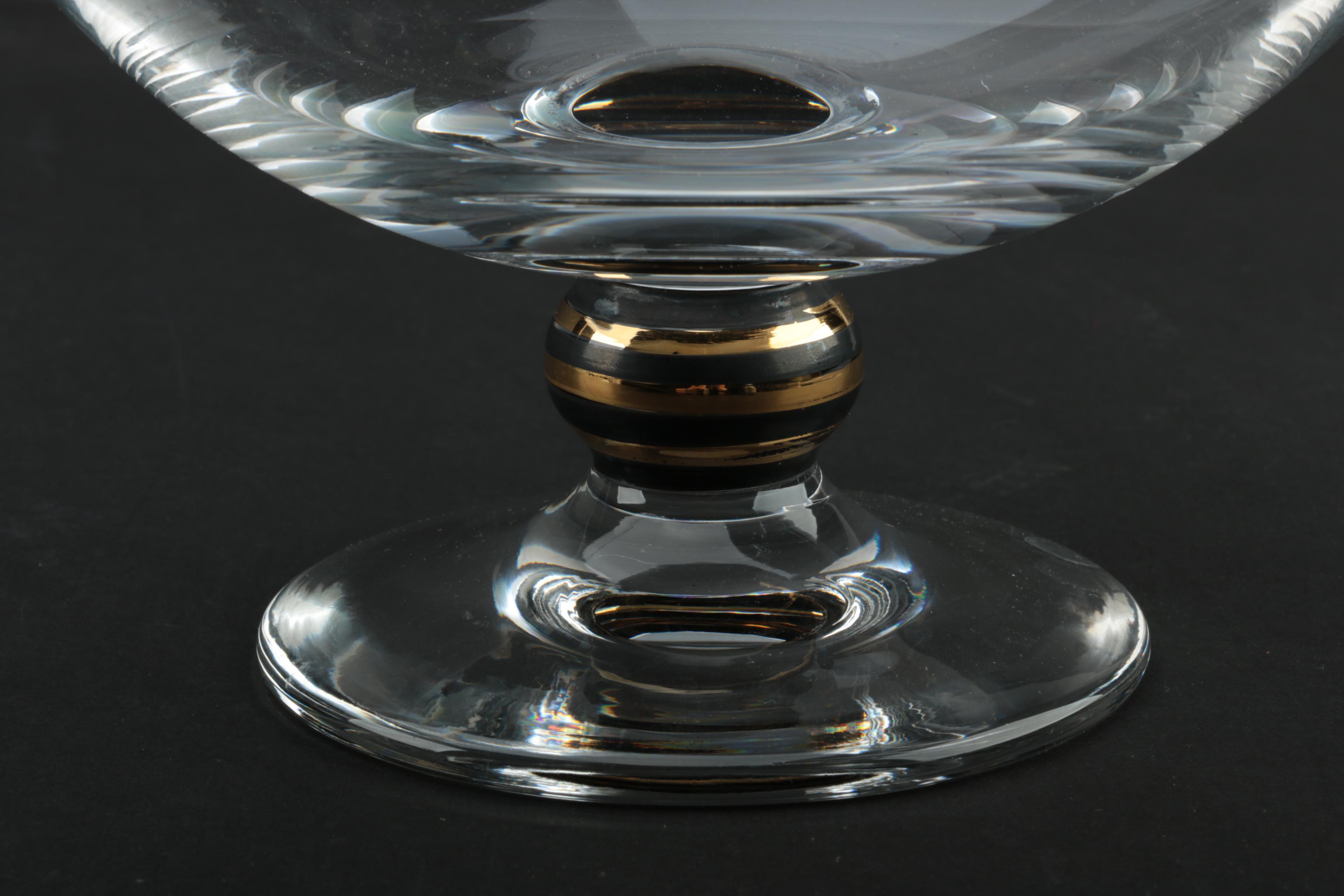 Glass Serveware Including Steuben Style Pedestal Bowl