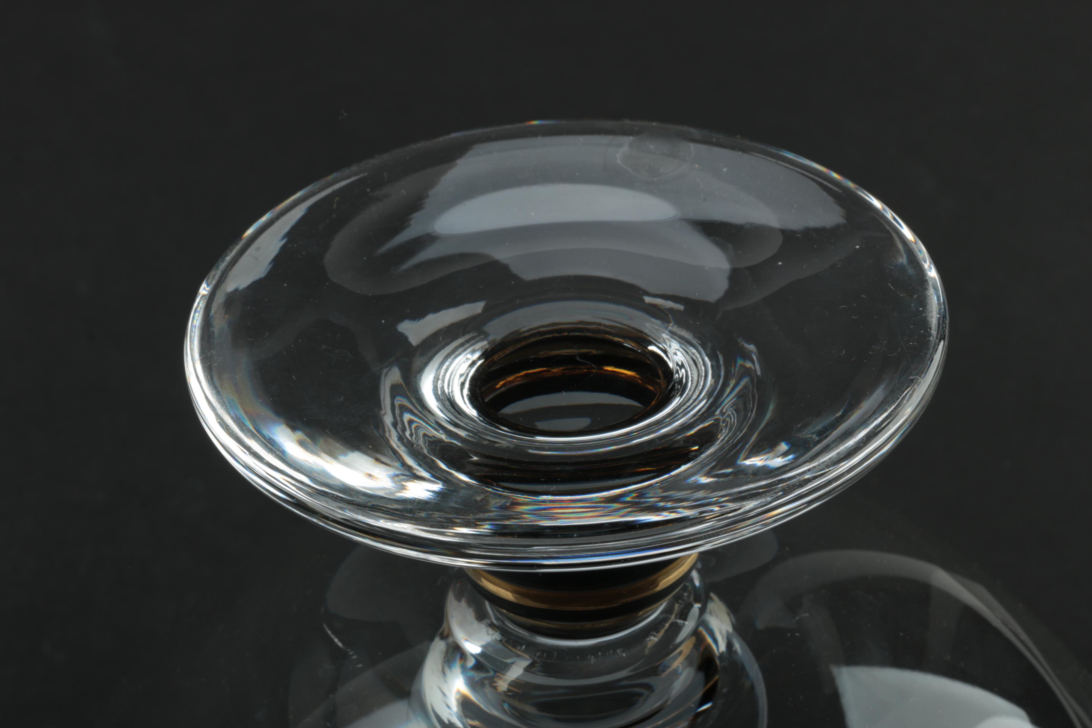 Glass Serveware Including Steuben Style Pedestal Bowl