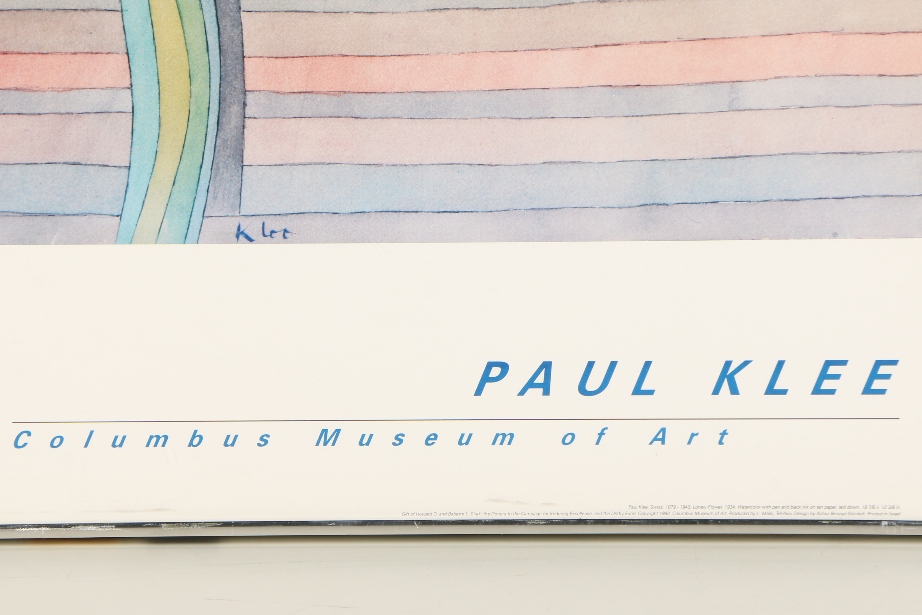 Offset Lithograph Poster After Paul Klee "Lonely Flower"