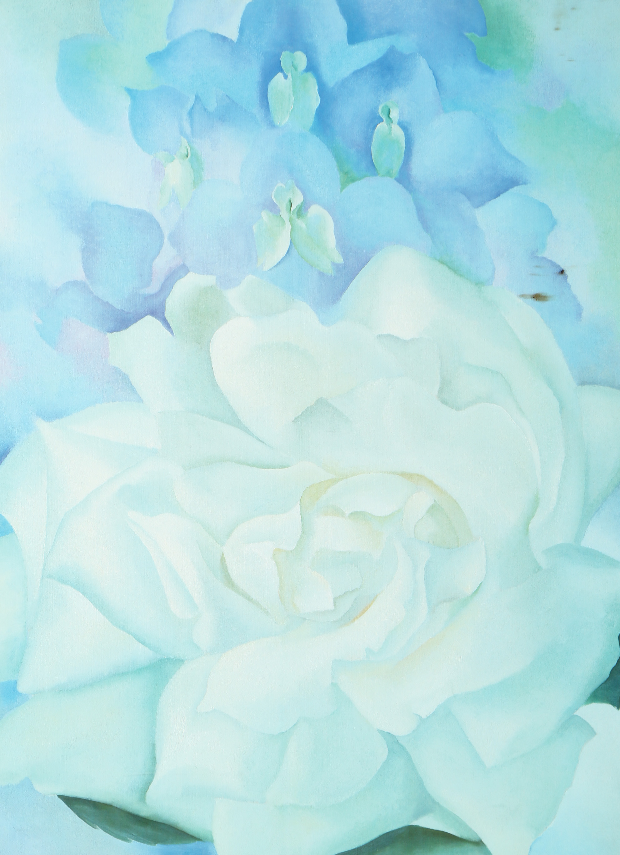 Offset Lithograph Poster After Georgia O'Keefe "White Rose with Larkspur No. 2"