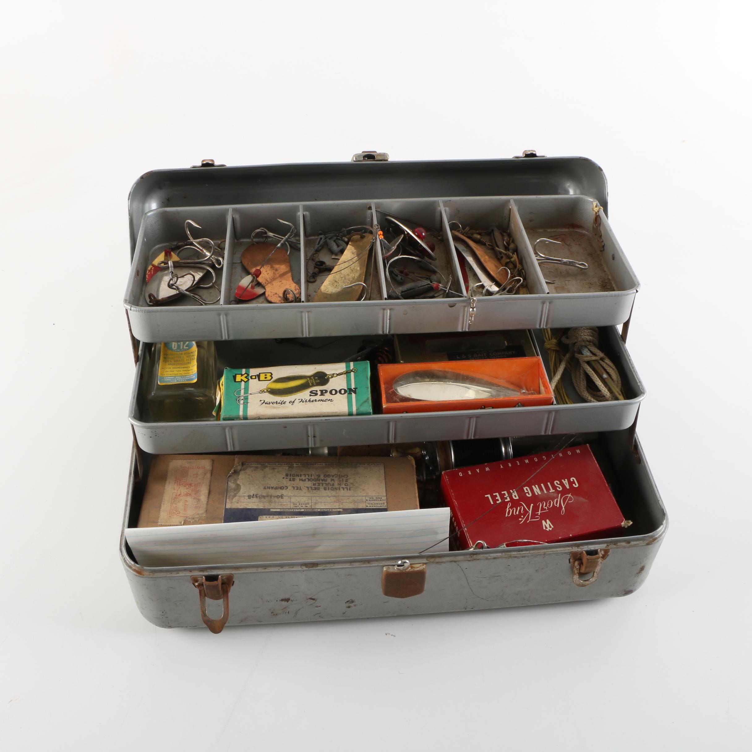 Vintage Tackle Box with Fishing Accessories