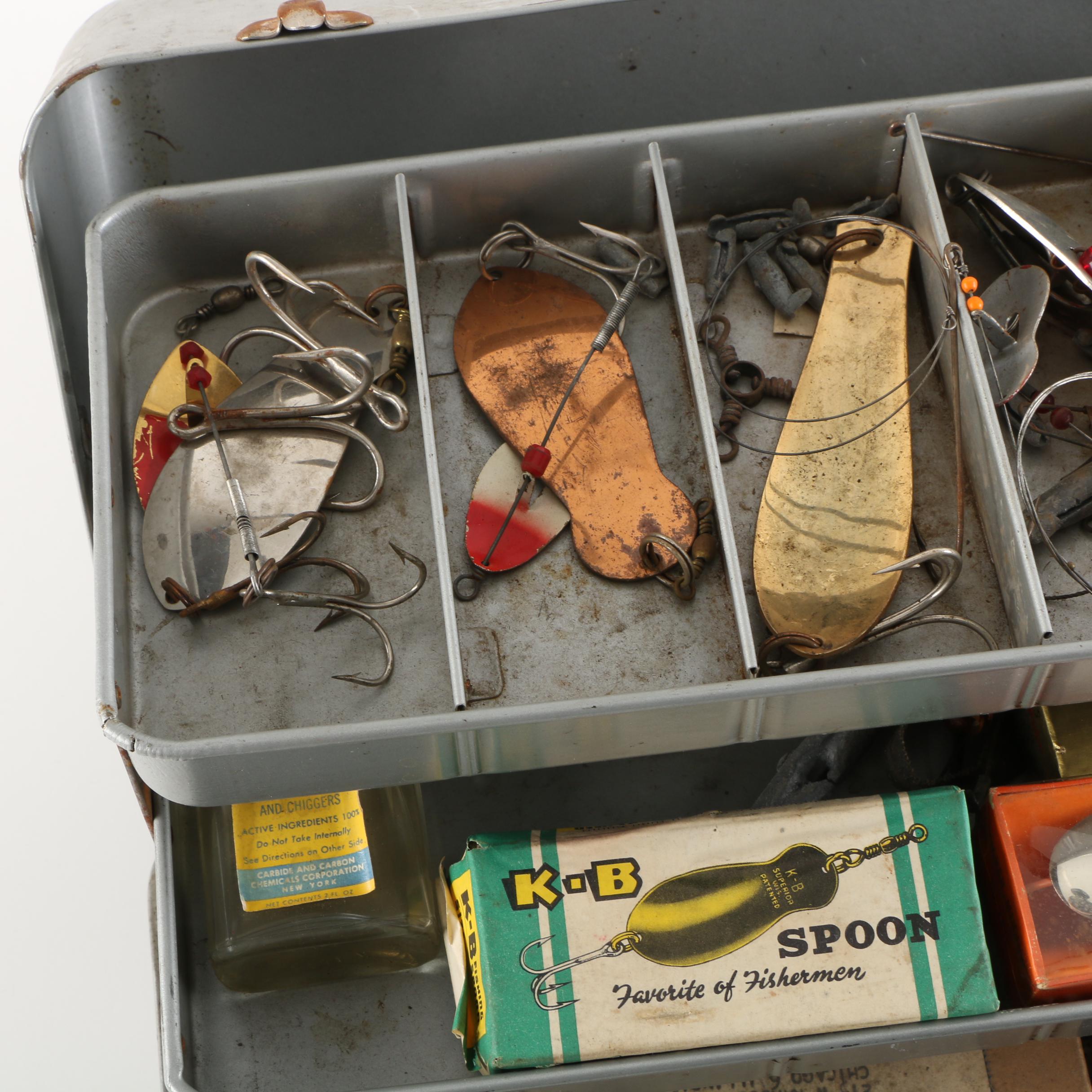 Vintage Tackle Box with Fishing Accessories